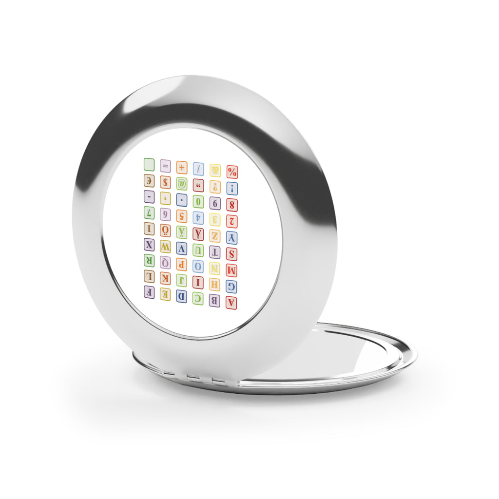 Alphabet Blocks Compact Travel Mirror | Colorful Letter Grid Makeup Mirror