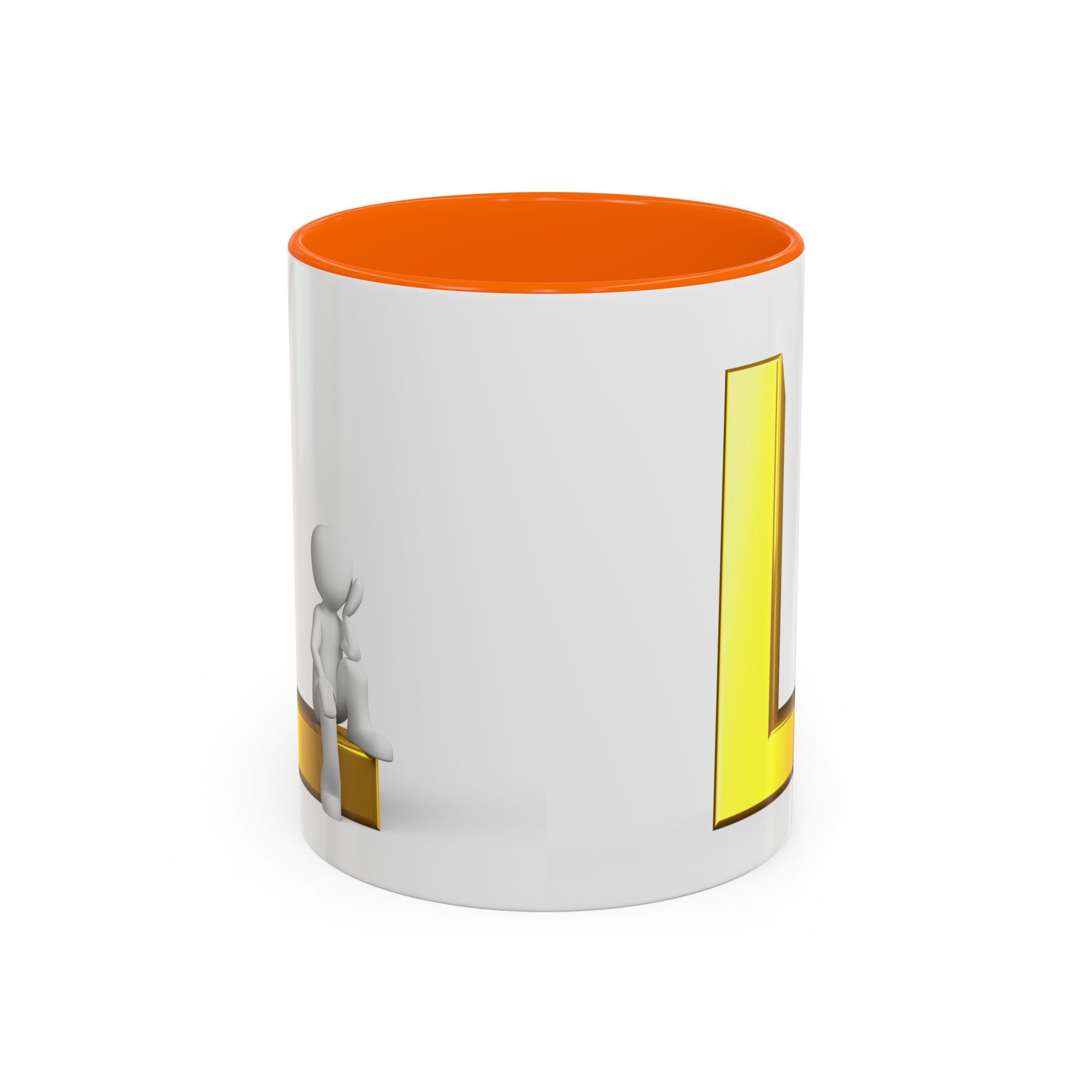 Mug 3D Personne assise sur la lettre L en Or | Mug à anse colorée 325ml 444ml