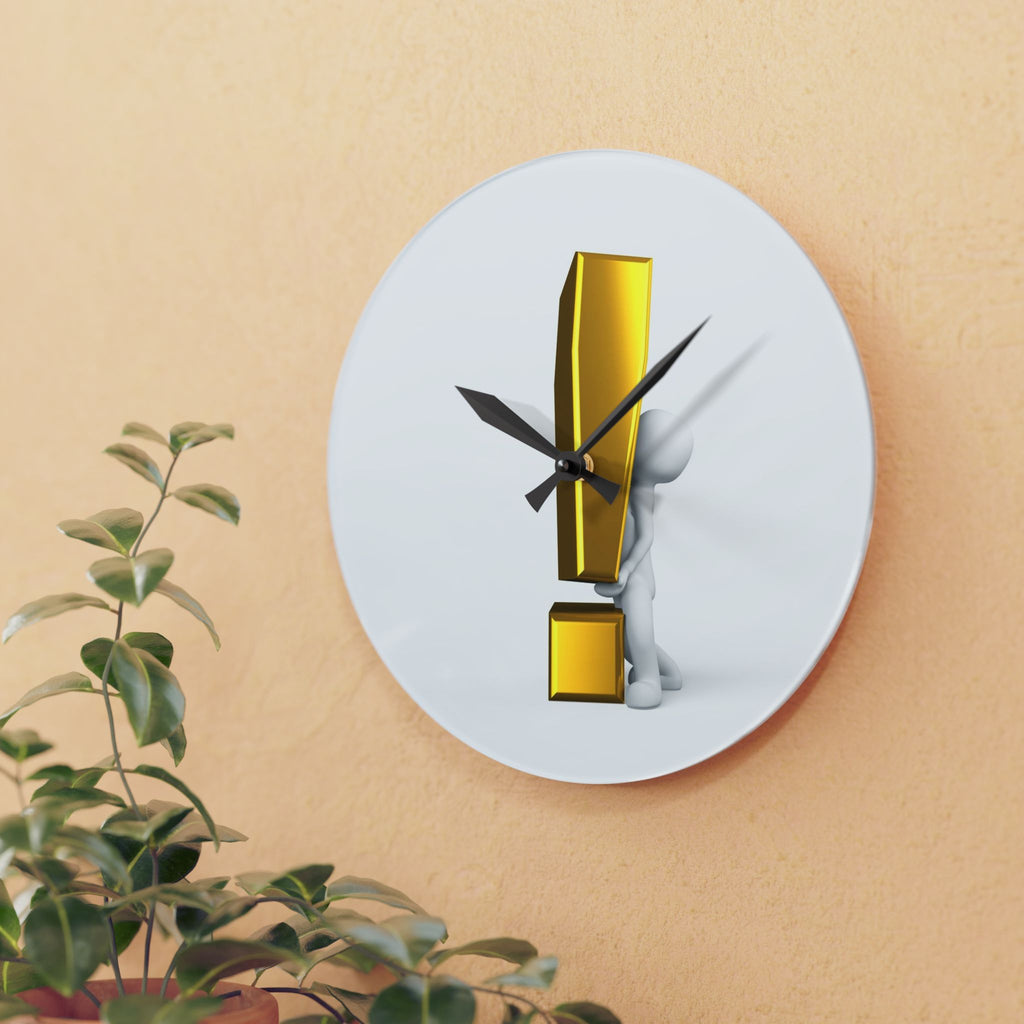 Gold Exclamation Mark Acrylic Wall Clock | Modern Accent, Minimalist Decor
