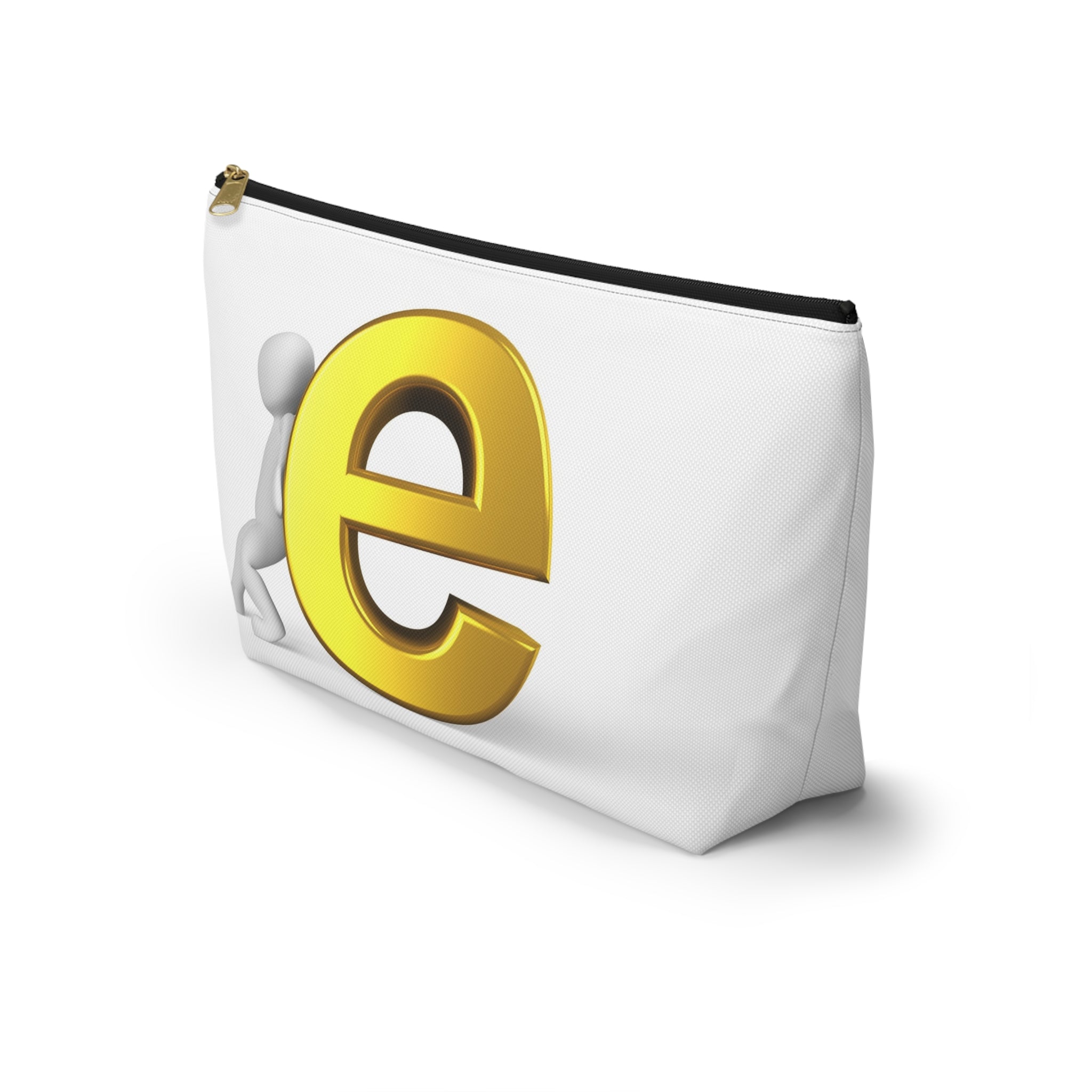 Gold Letter E Graphic Accessory Pouch | T-Bottom Zipper Pouch