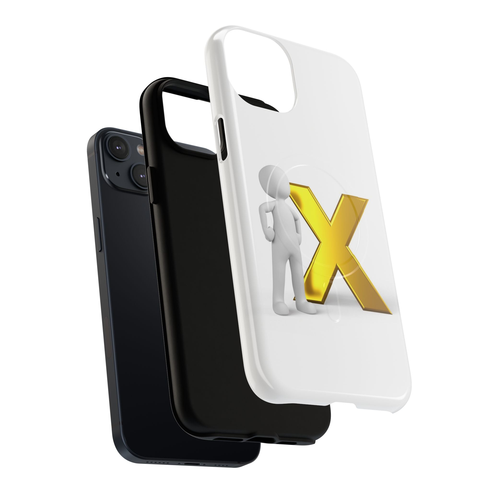 Gold X with 3D Figure iPhone Case | Tough Magnetic Case