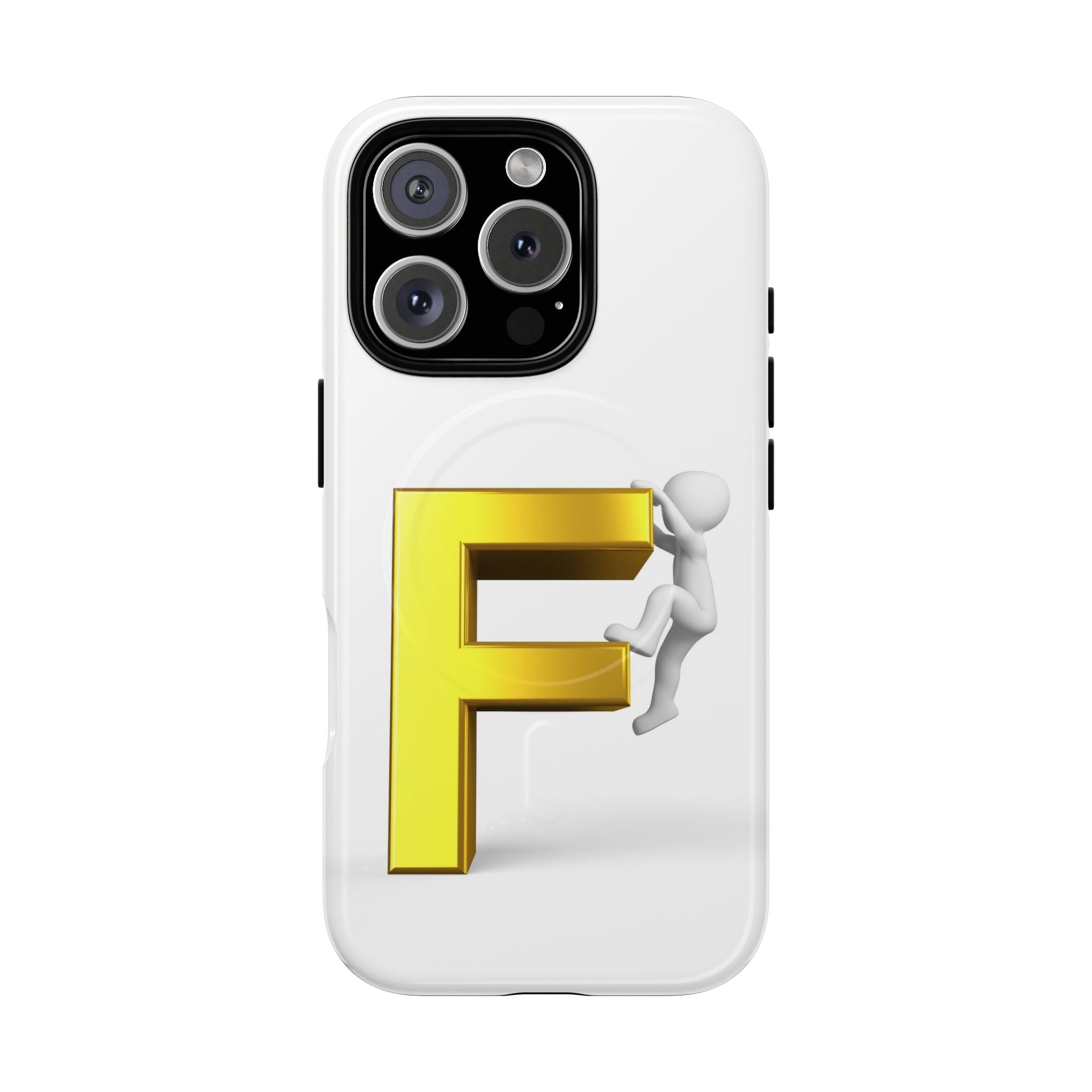 3D Gold Letter F Climber Phone Case | Magnetic Tough Case