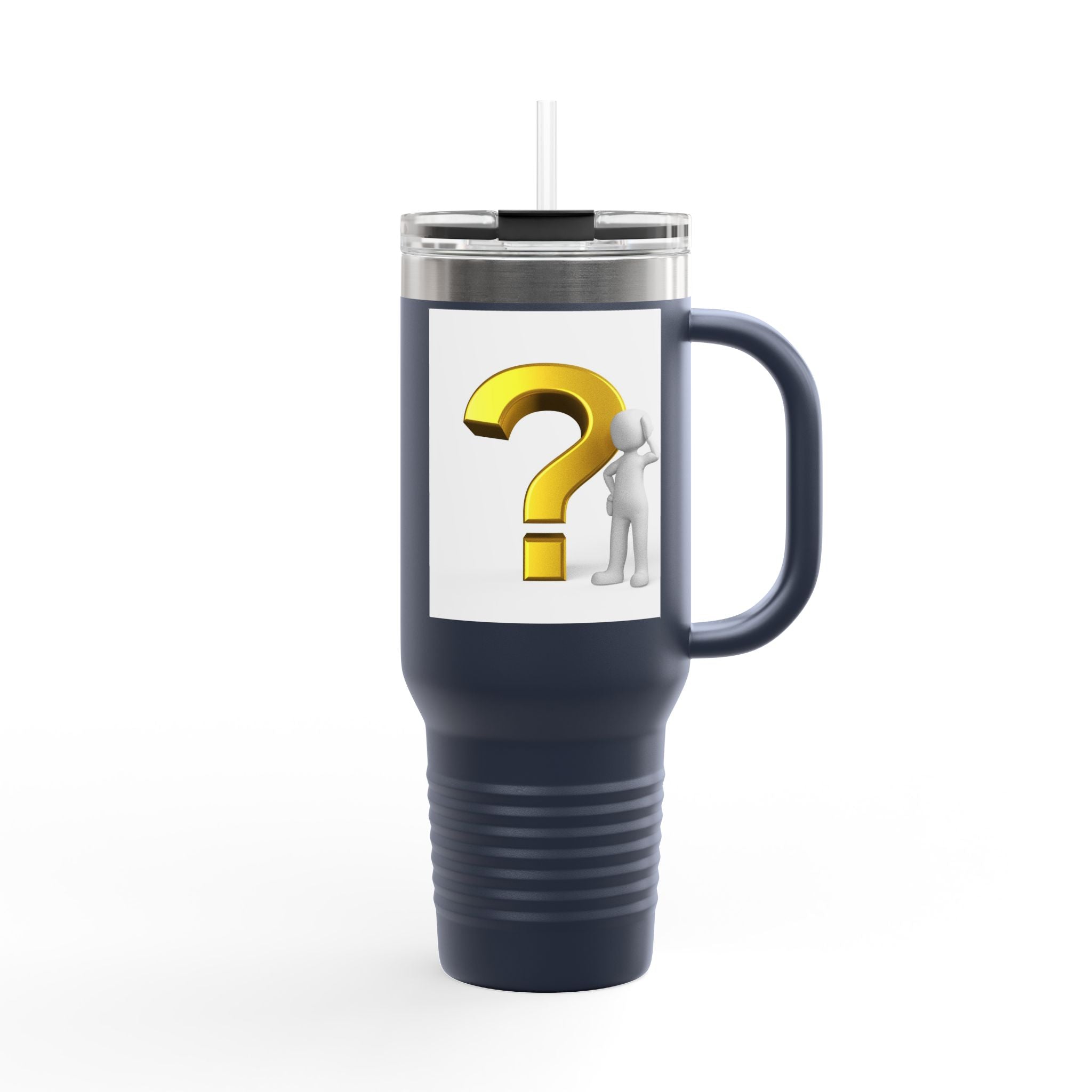 3D Gold Question Mark Illustration Travel Mug | 40oz Insulated Tumbler