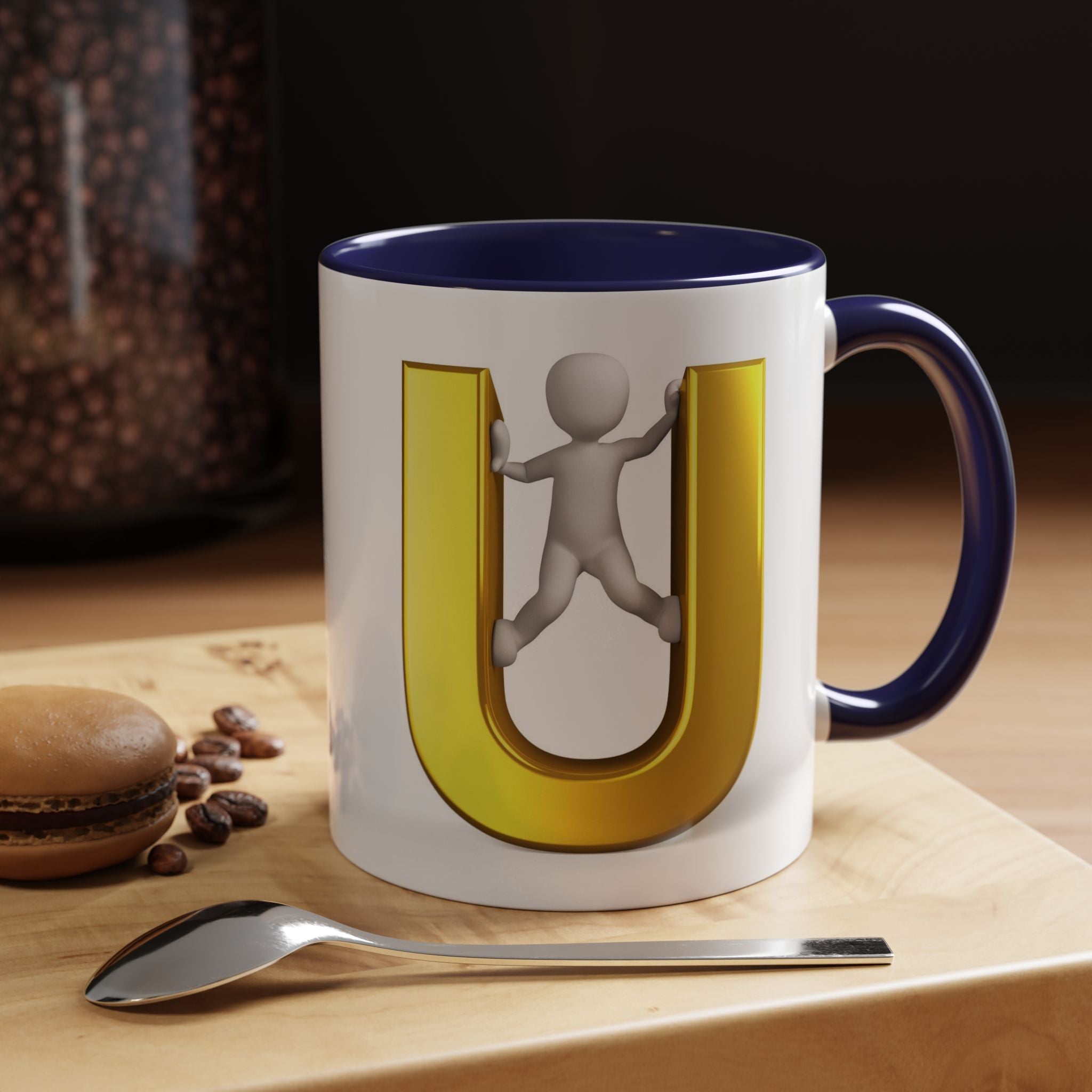 Mug en 3D avec lettre U dorée | Tasse à café 325 ml ou 440 ml