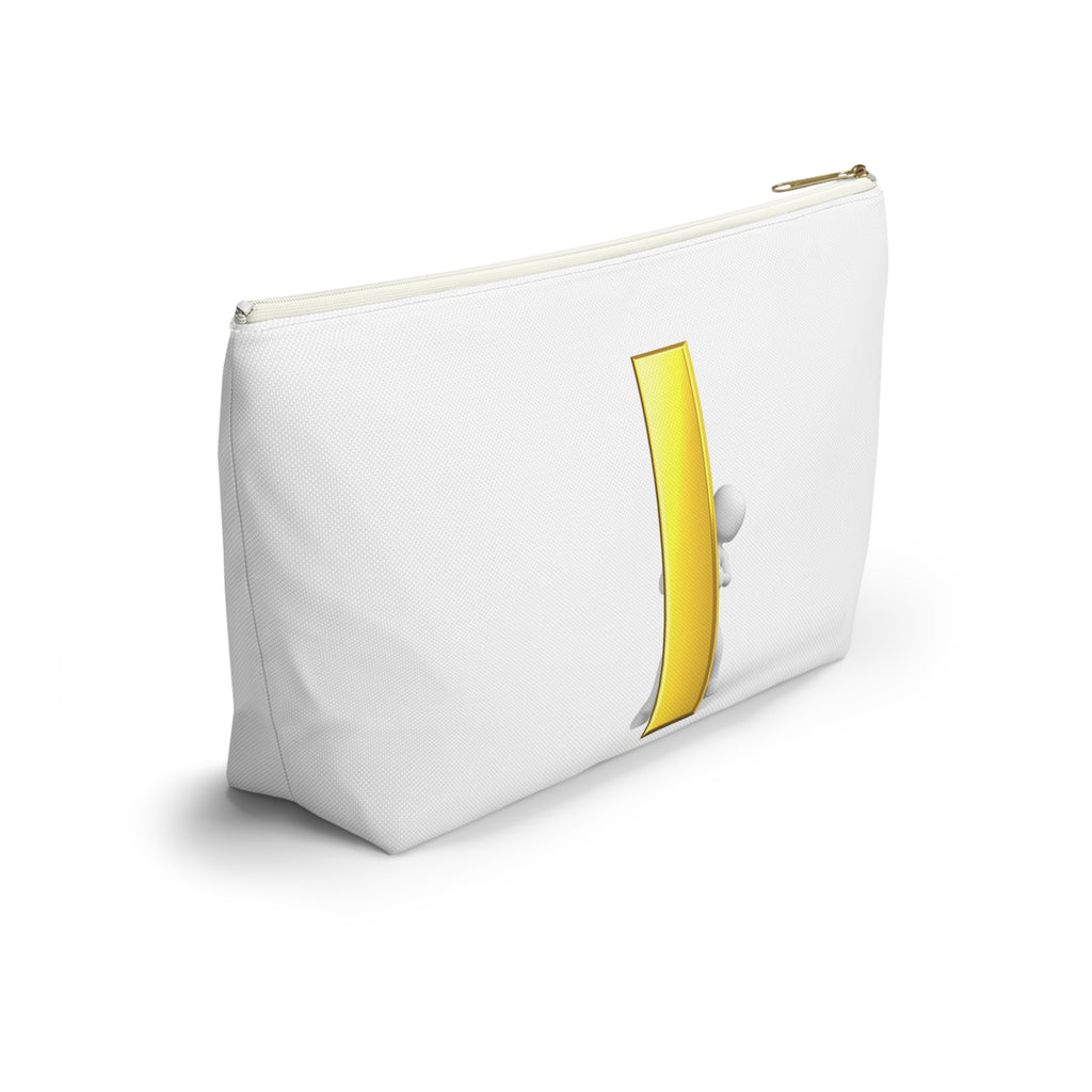 3D Stick Figure Holding Gold Letter i Accessory Pouch | T-Bottom Cosmetic Bag