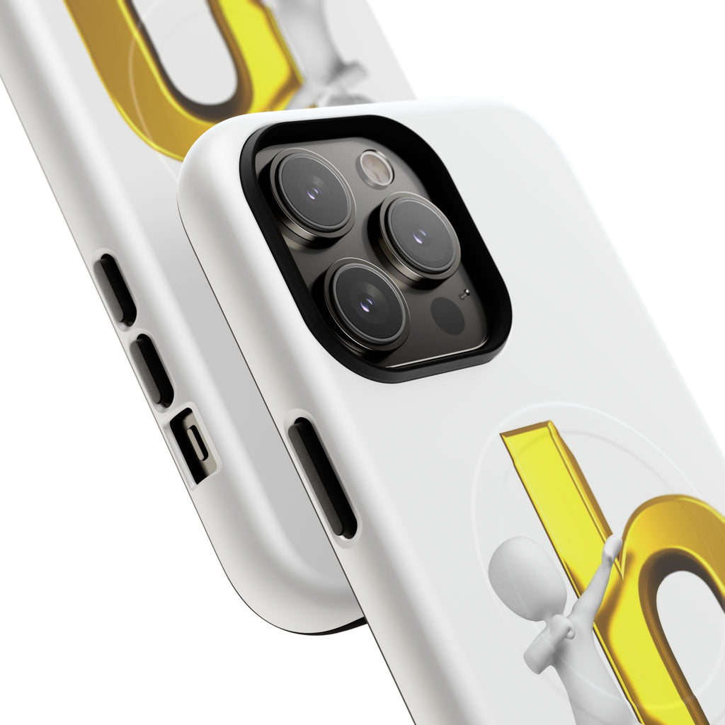 3D Person Pushing Gold Letter h Phone Case | Tough Magnetic Case