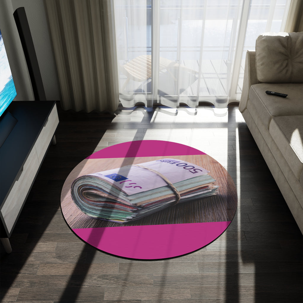 Stack of Euro Banknotes Round Rug | Money Print Circular Floor Mat
