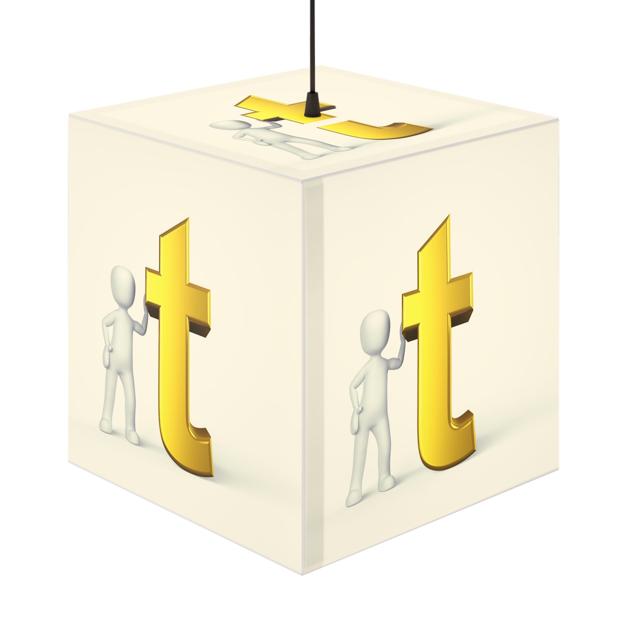 Gold T Logo Light Cube Lamp | Modern Logo Accent Lighting