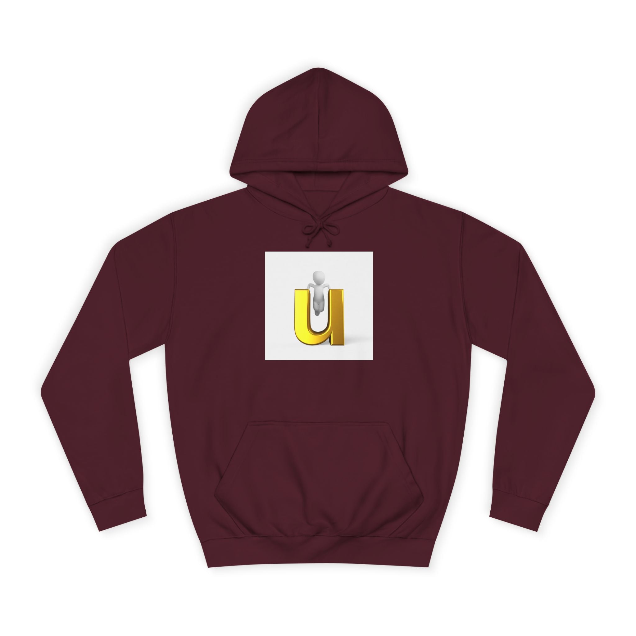 Sweat à capuche lettre U dorée en 3D | Sweat-shirt initial minimaliste