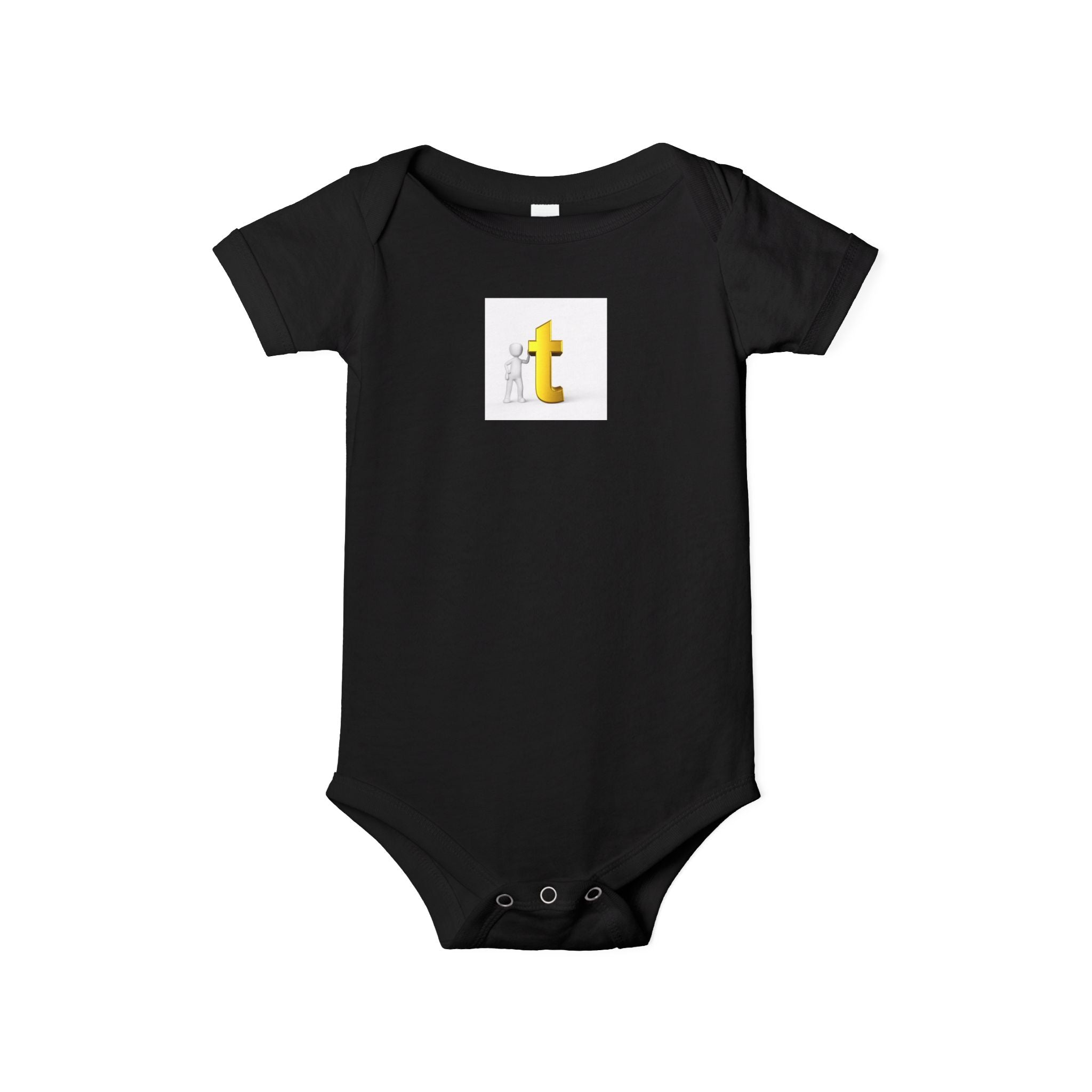 Grenouillère bébé lettre T jaune | Body bébé en jersey, motif initial minimaliste