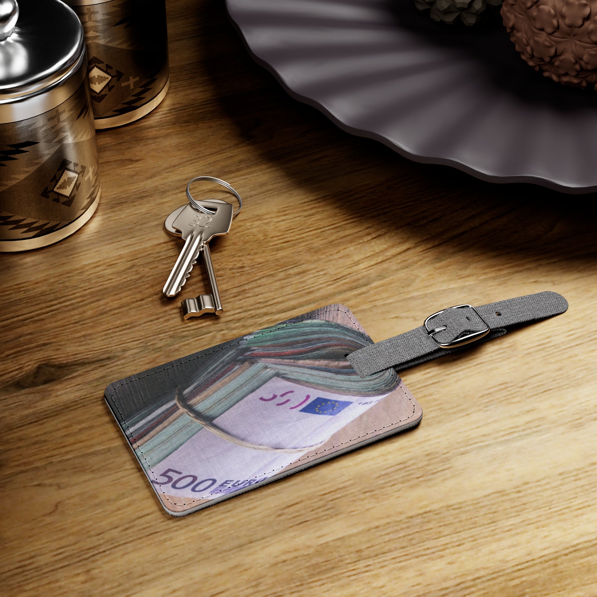 Stack of 500 Euro Banknotes Luggage Tag | Saffiano Polyester Rectangle