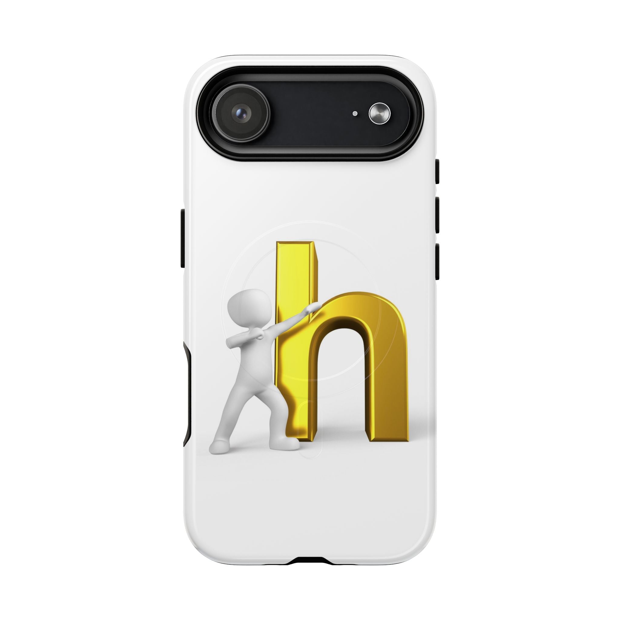 Coque de téléphone 3D avec lettre H dorée poussée | Coque magnétique robuste