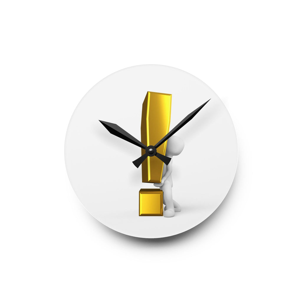 Gold Exclamation Mark Acrylic Wall Clock | Modern Accent, Minimalist Decor