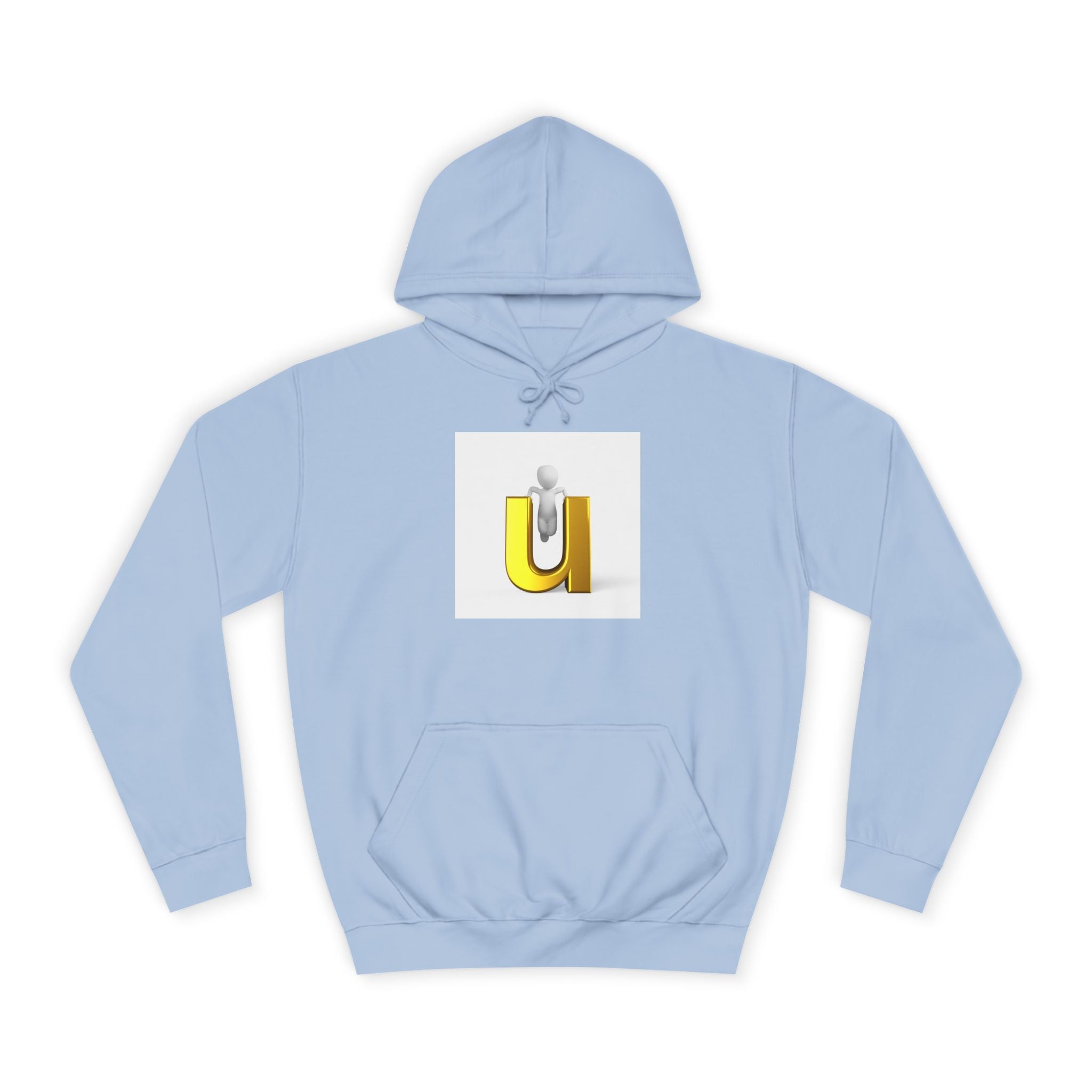 Sweat à capuche lettre U dorée en 3D | Sweat-shirt initial minimaliste