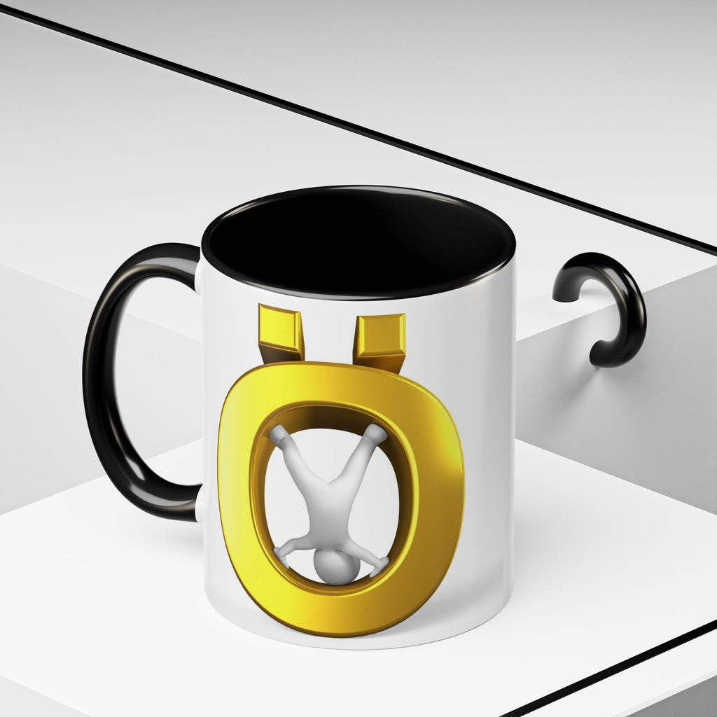 3D Gold Ö Letter Coffee Mug | Accent Handle, Black Interior