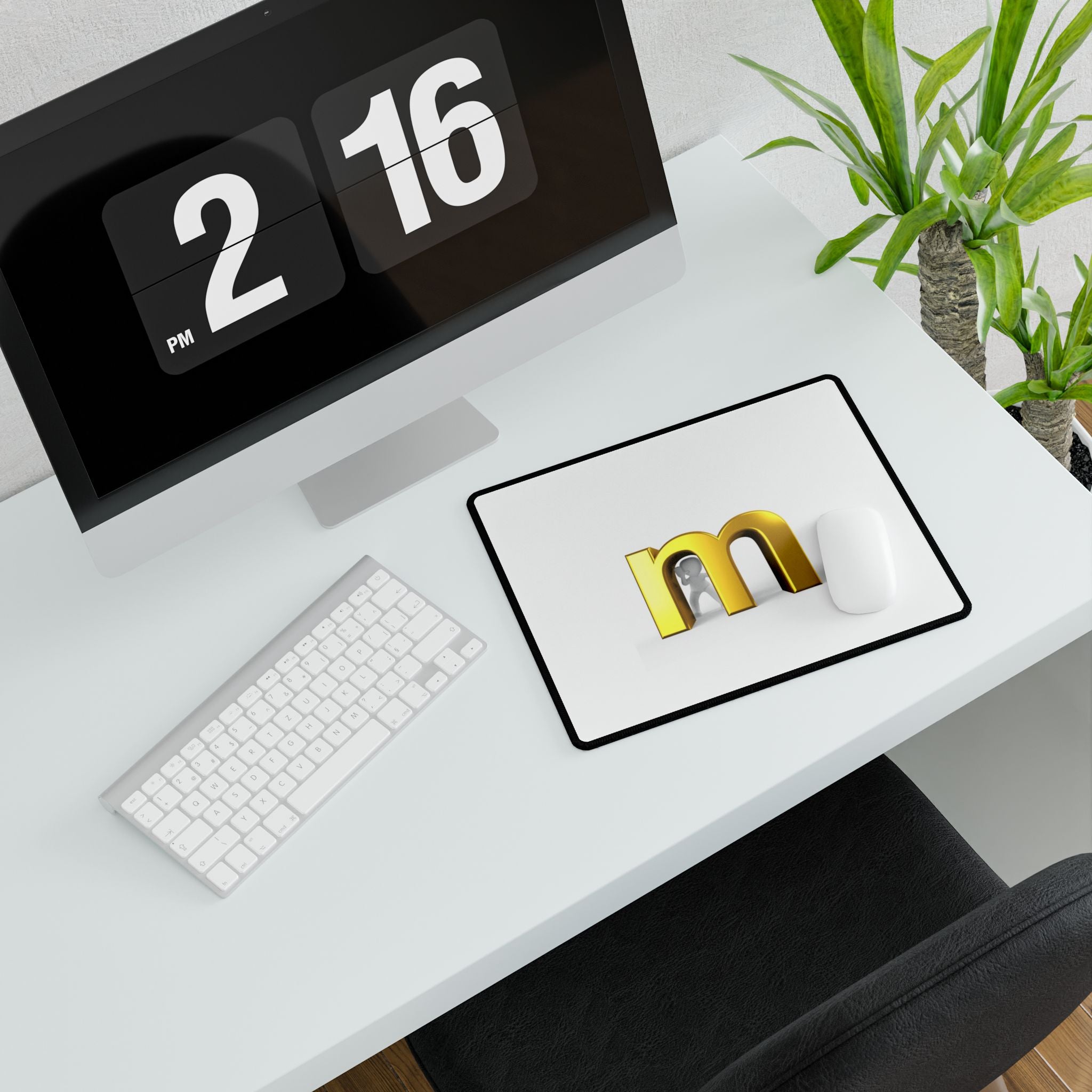 Gold Letter M Desk Mat | Minimal Monogram Mouse Pad