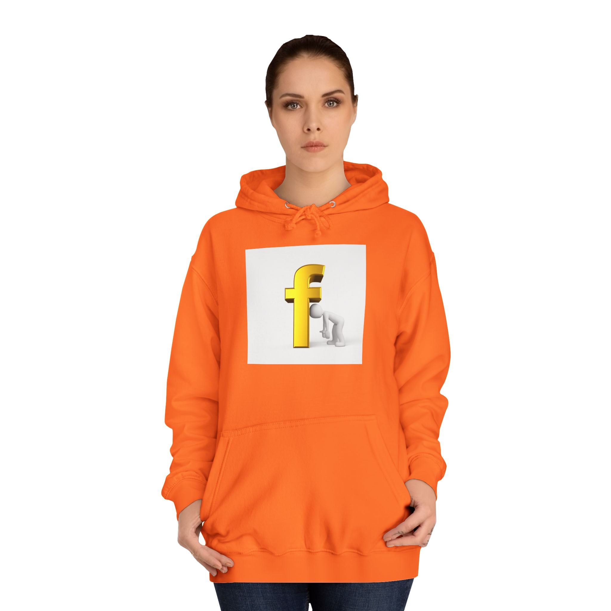 Yellow 3D Letter F Kneeling Figure Hoodie | Typography Graphic