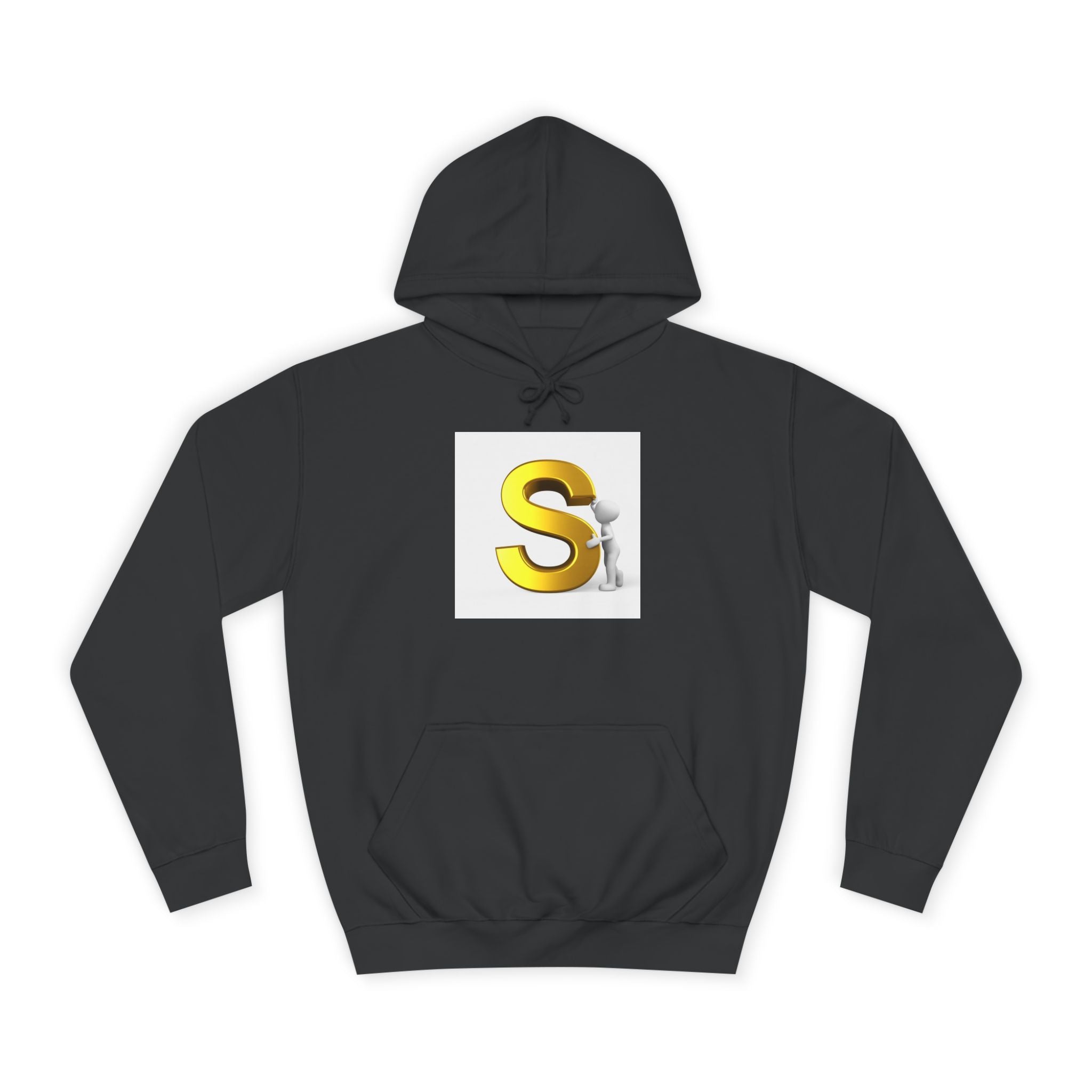 Gold Letter S with Character Hoodie | Initial Monogram Sweatshirt