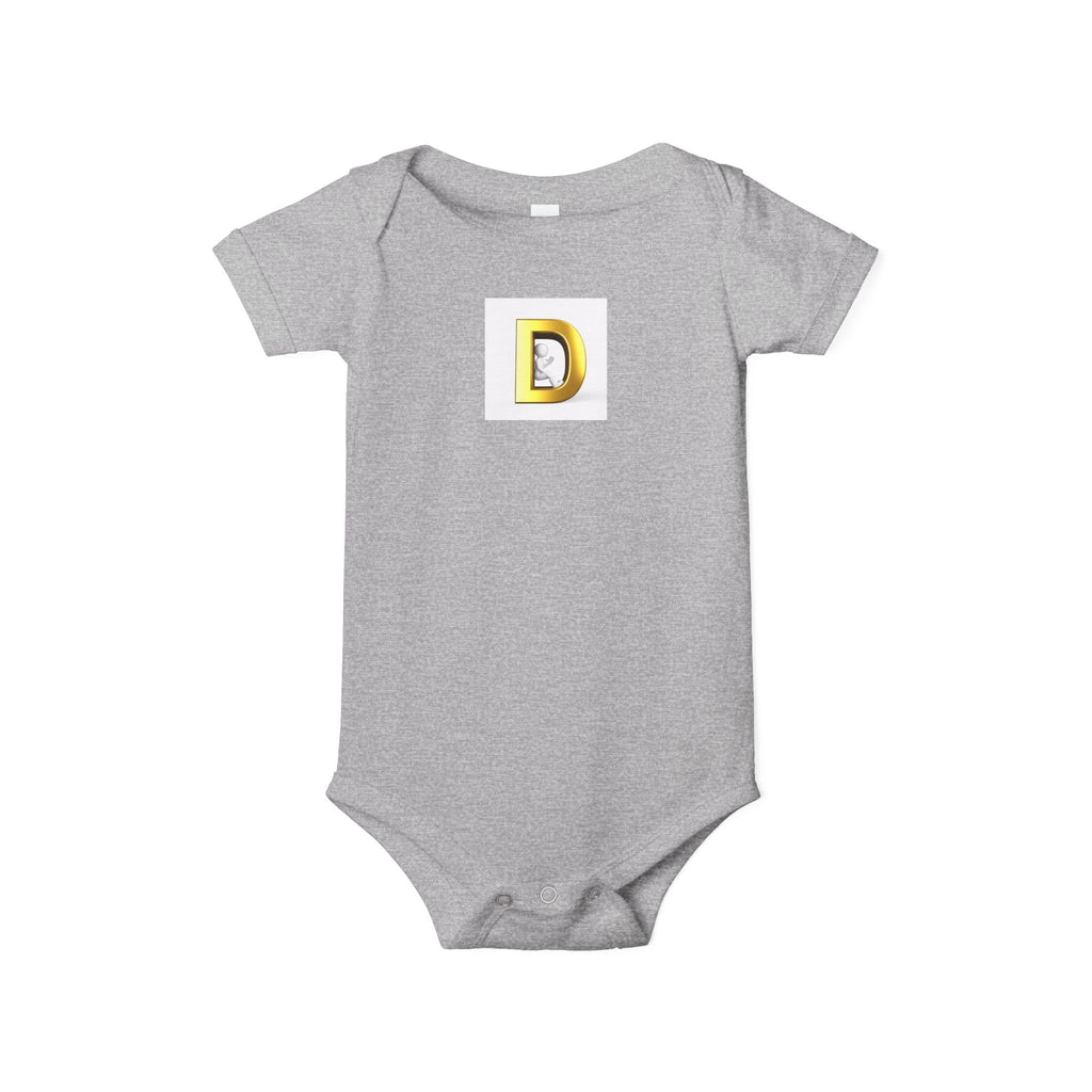 Gold Letter D Infant Onesie | Baby Monogram Initial Bodysuit