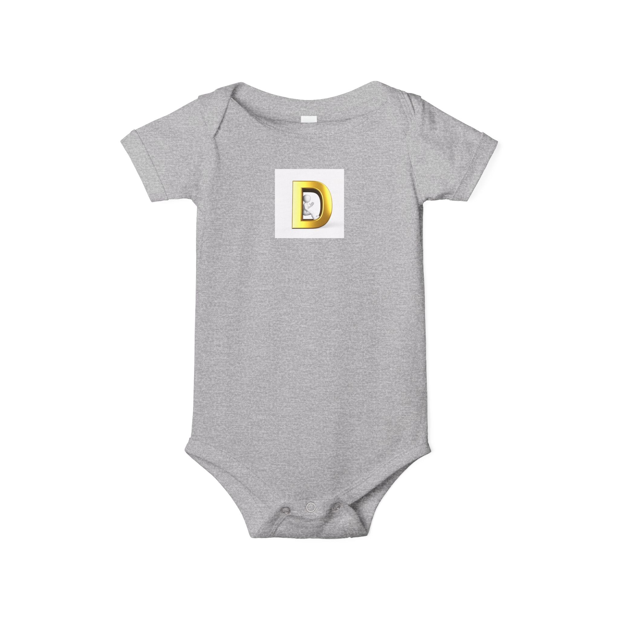 Gold Letter D Infant Onesie | Baby Monogram Initial Bodysuit