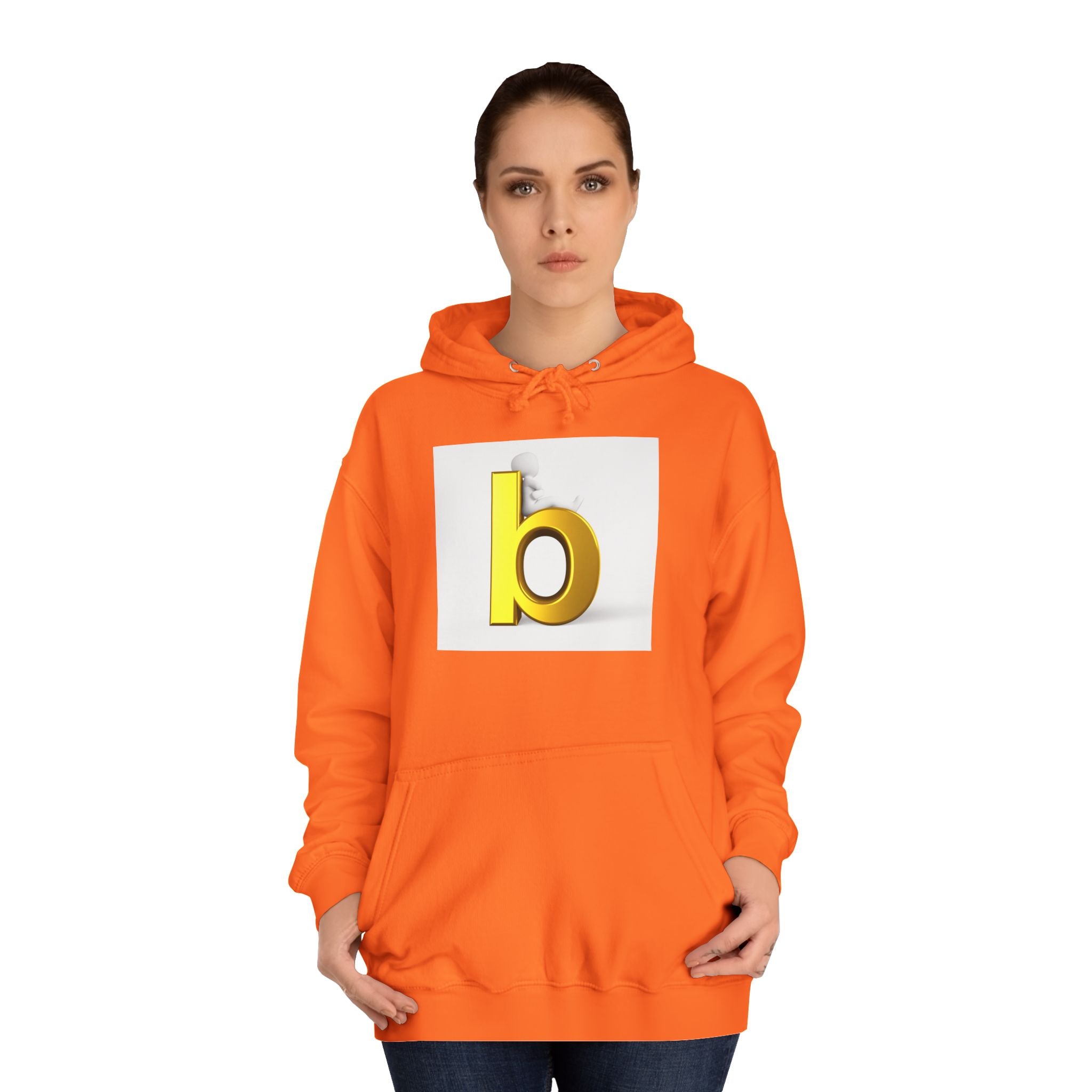 Yellow 3D Letter b Hoodie | Minimal Monogram Initial Sweatshirt