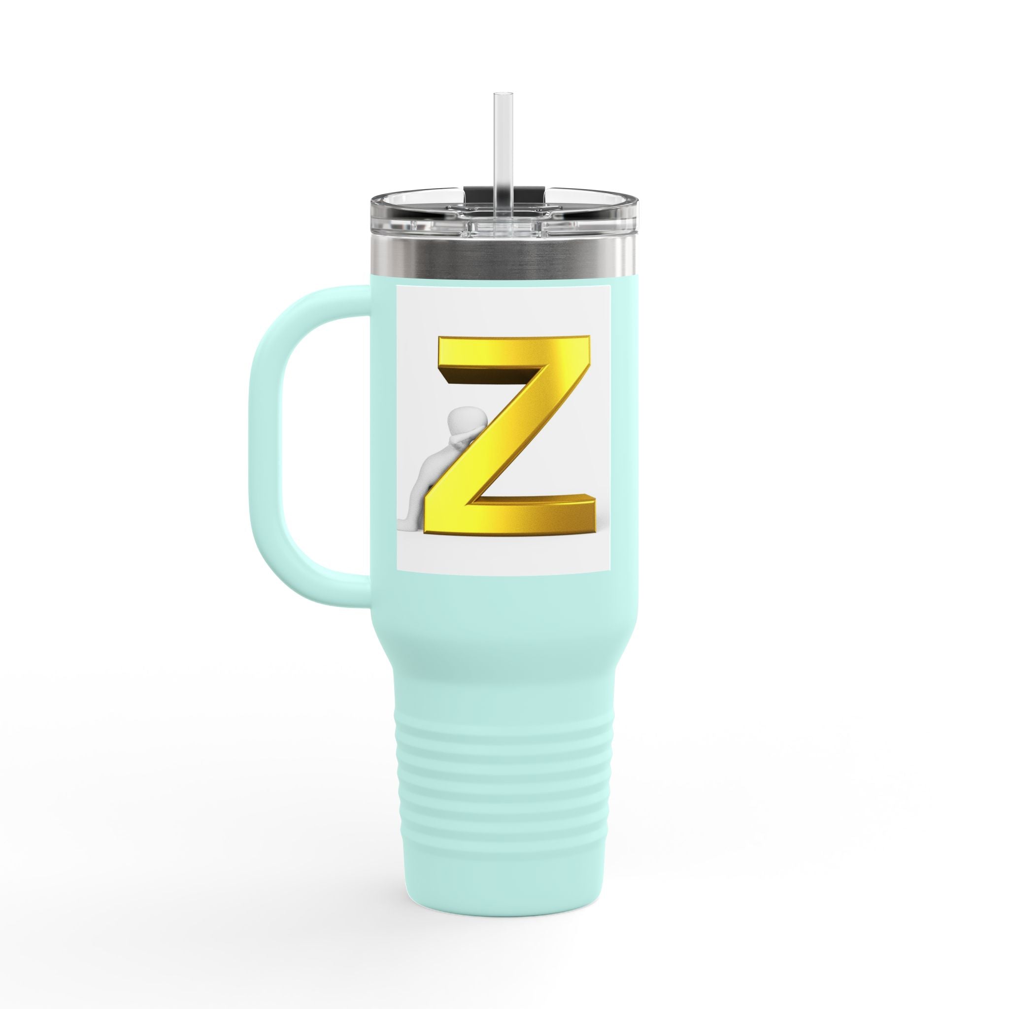 Gold 3D Letter Z Travel Mug | 40oz Insulated Tumbler