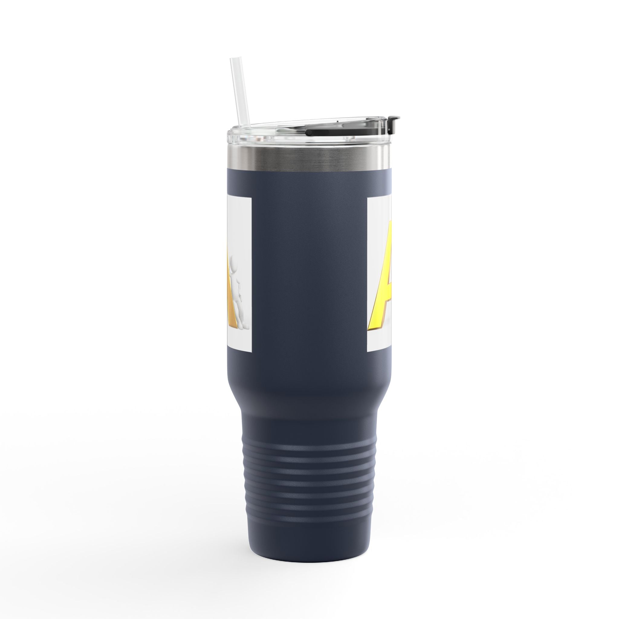 Mug de voyage initial en forme de lettre A en 3D jaune | Gobelet isotherme de 40 oz