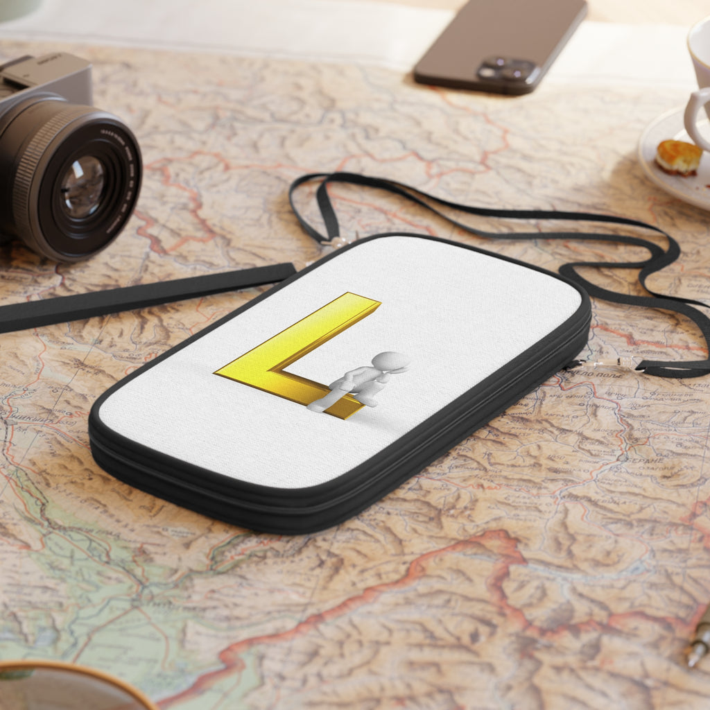 Gold Letter L with 3D Figure Passport Wallet | Initial L Travel Organizer