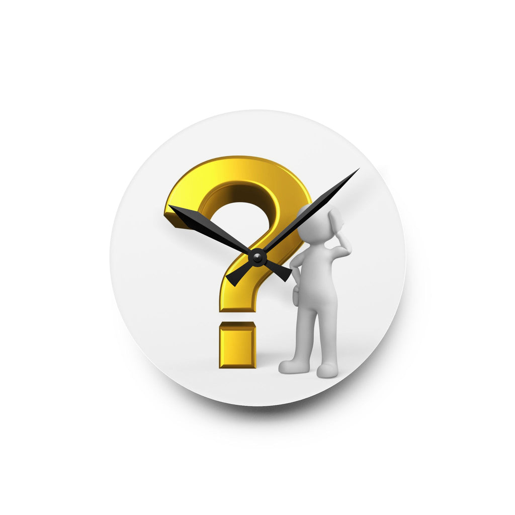 3D Question Mark Figure Acrylic Wall Clock | Modern Round Decorative Clock