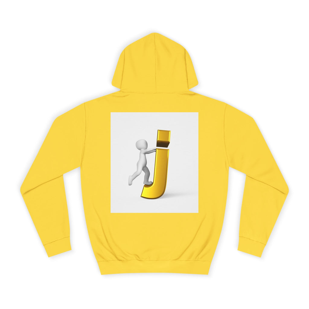 3D Stick Figure Riding Gold Letter J Hoodie | Initial Monogram Letter J