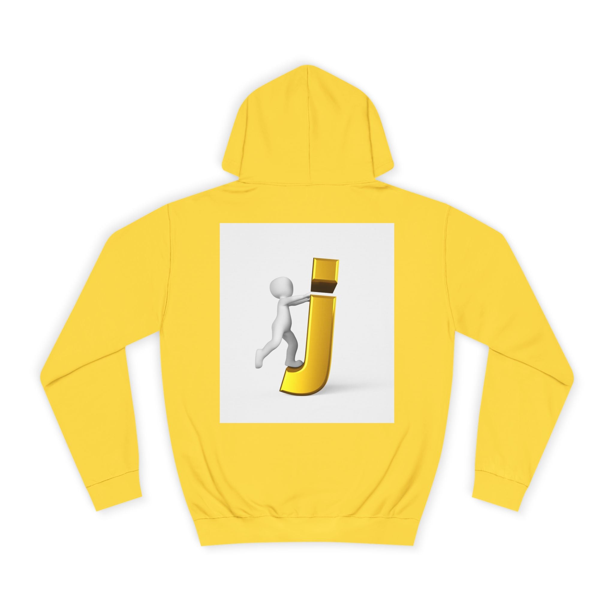 3D Stick Figure Riding Gold Letter J Hoodie | Initial Monogram Letter J
