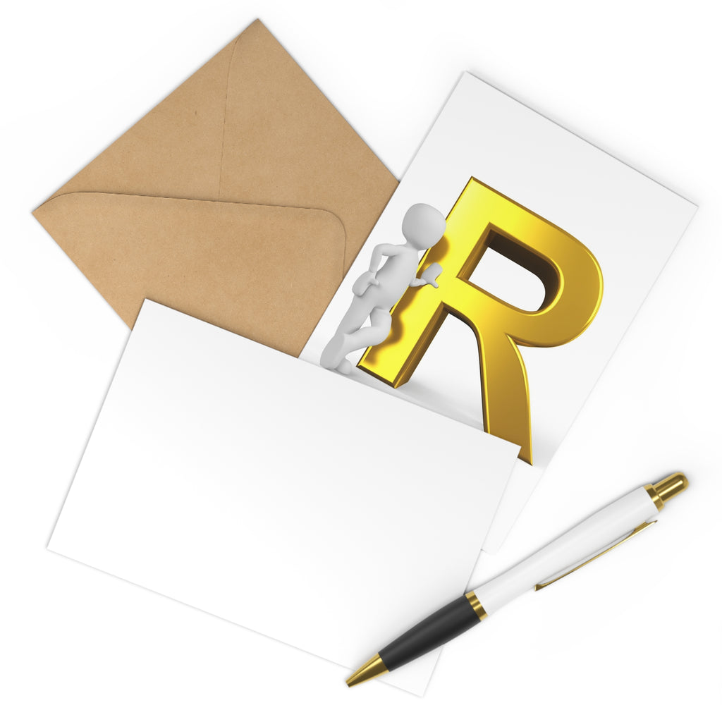 Gold Letter R Postcards (7 pcs) | Alphabet Initial Cards