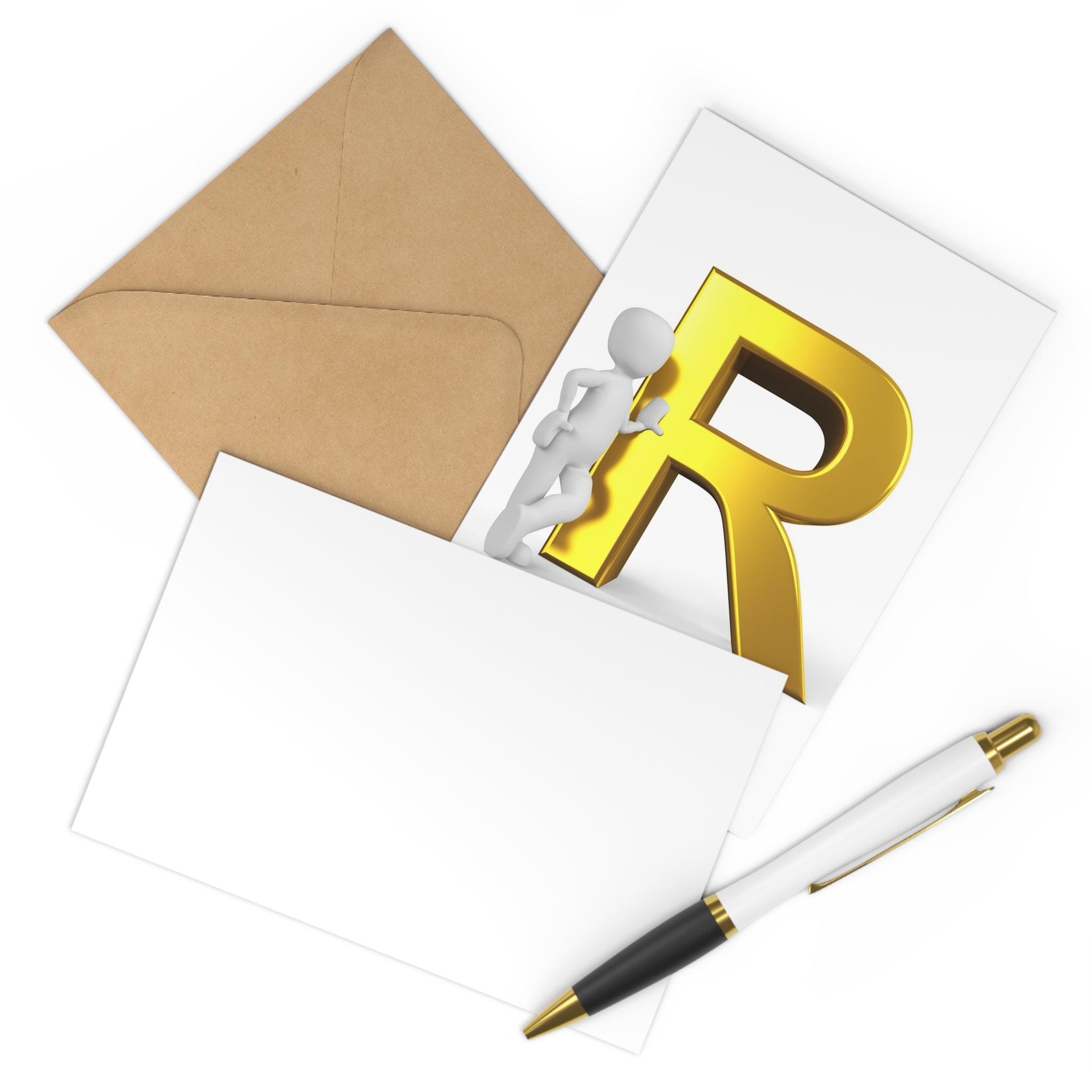 Gold Letter R Postcards (7 pcs) | Alphabet Initial Cards