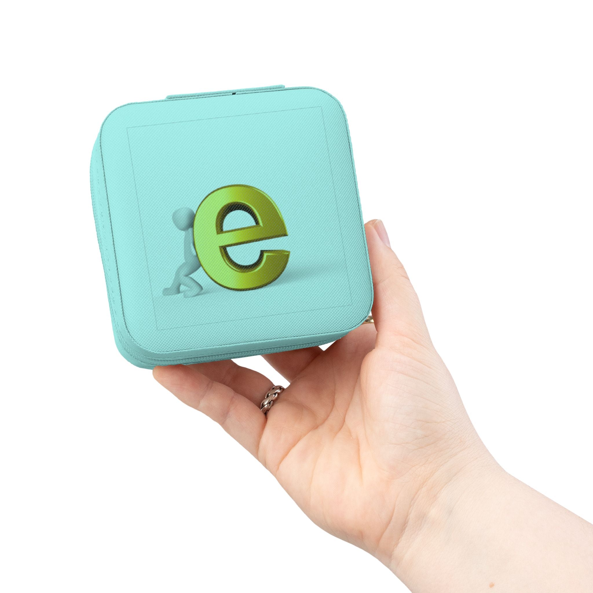 Monogram E Travel Jewelry Case | Compact Square Jewelry Travel Case, Ring and Earring Organizer