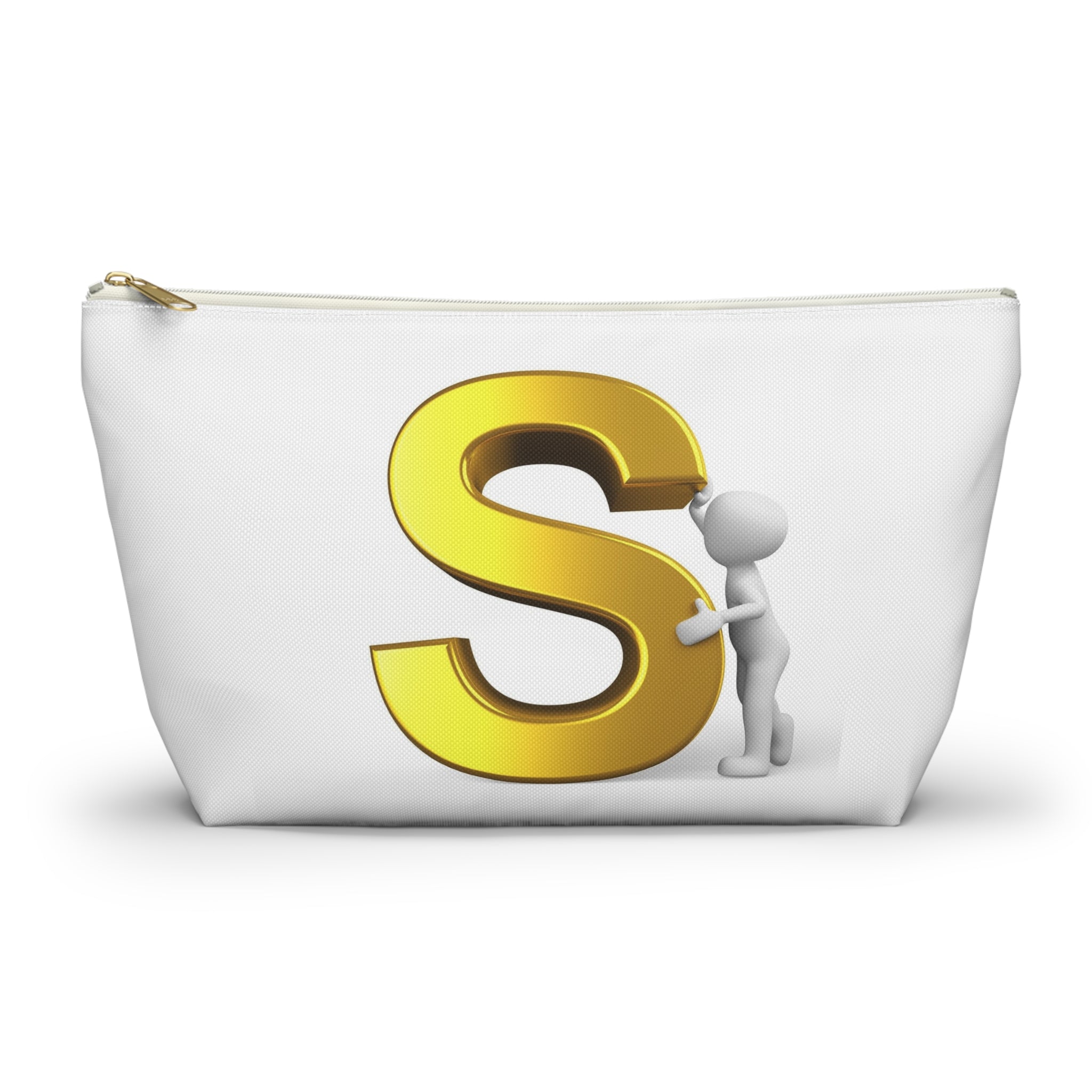 Gold Letter S Monogram Accessory Pouch