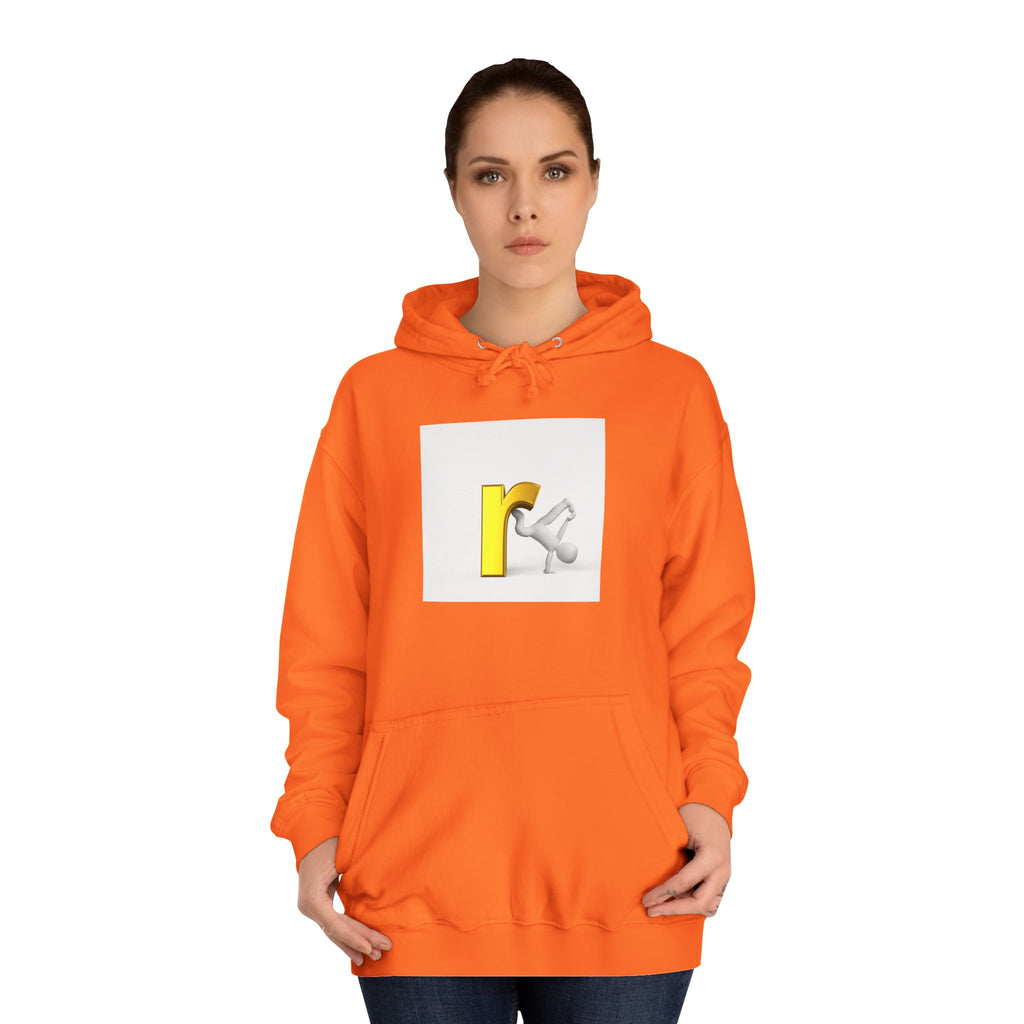 Yellow Letter R Character Hoodie | Playful Typographic Design