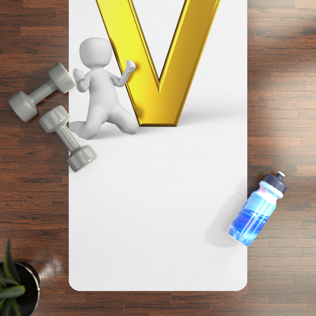 3D Character with Gold V Letter Rubber Yoga Mat | Initial V Yoga Mat