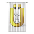 3D Gold Letter Ü with Figure Window Curtain | Alphabet Monogram Drapery