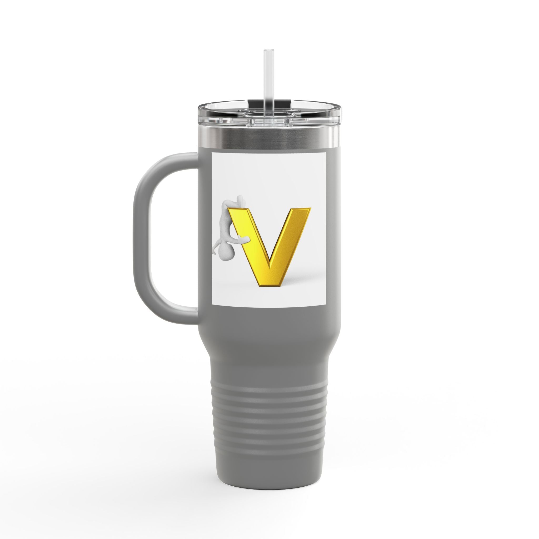 Gold Letter V Monogram Travel Mug | 40oz Insulated Tumbler