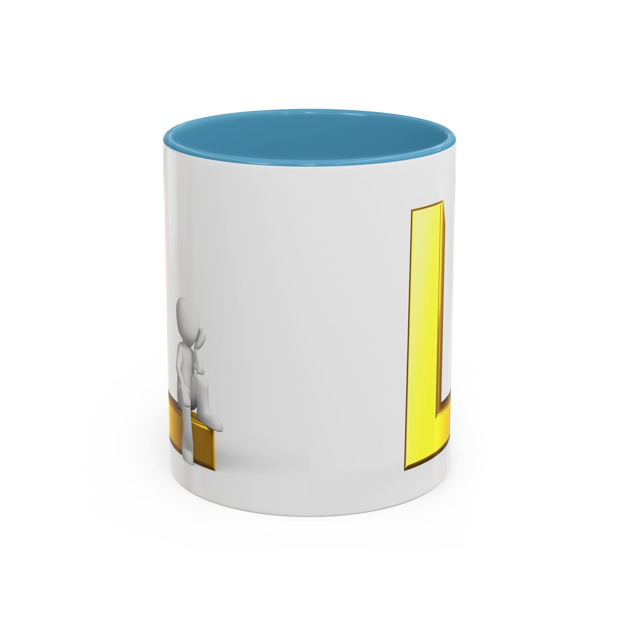 Mug 3D Personne assise sur la lettre L en Or | Mug à anse colorée 325ml 444ml