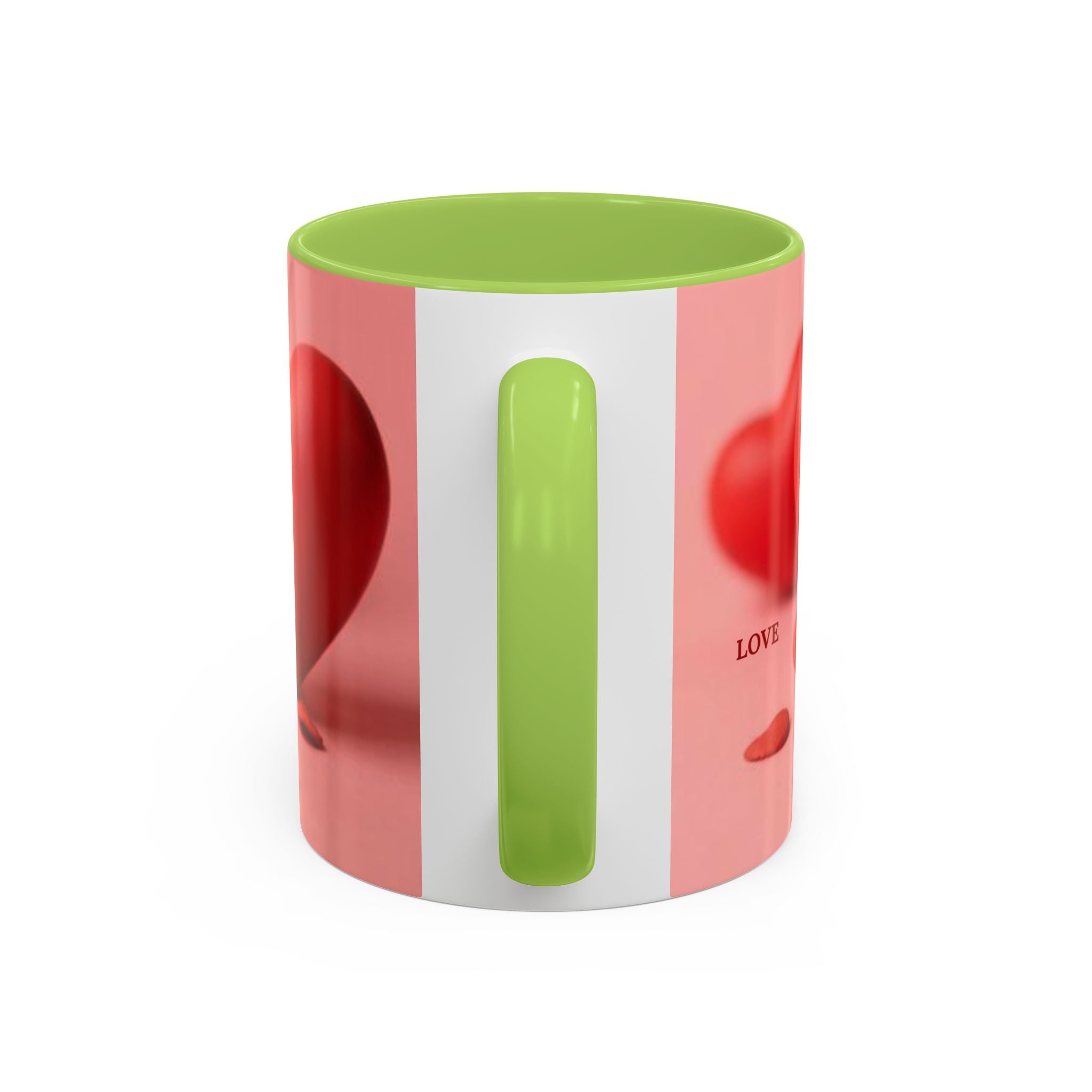 Red Heart Love Design Accent Coffee Mug | Valentine Heart Ceramic Mug
