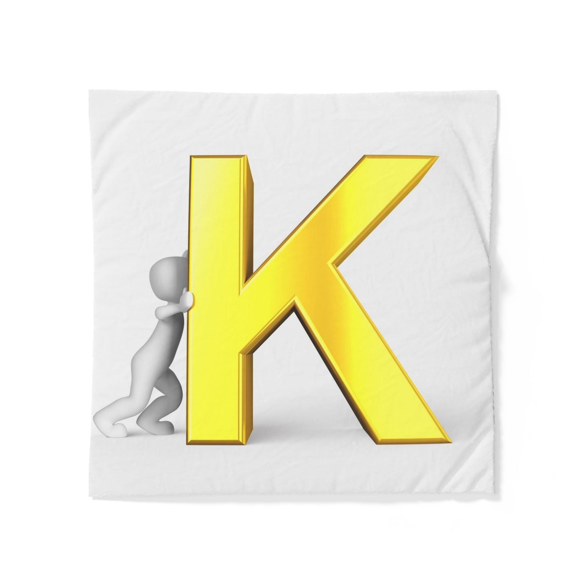 Housse de couette Or 3D Lettre K | Parure de lit initiale alphabet