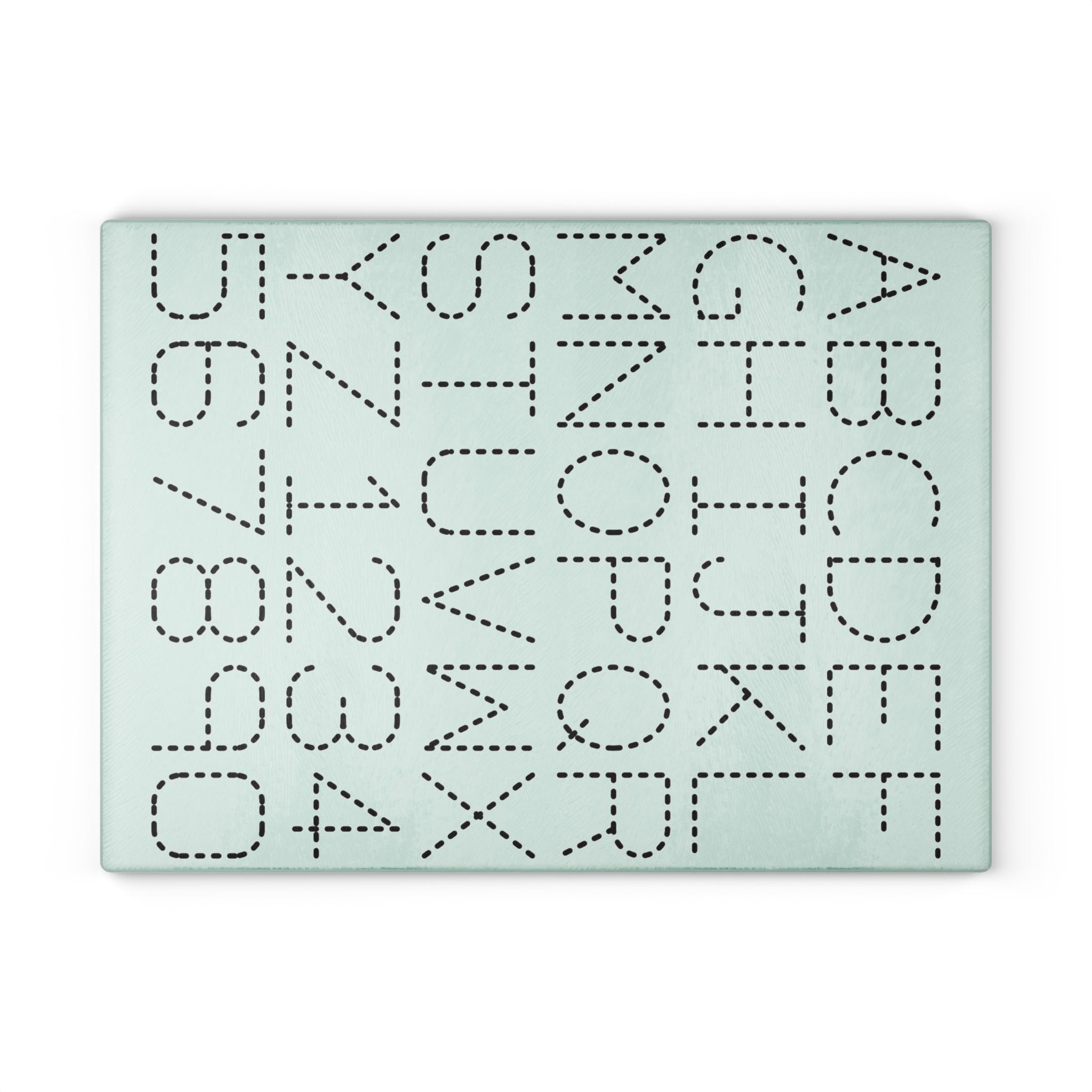 Dotted Alphabet & Numbers Glass Cutting Board | Educational Kitchen Decor