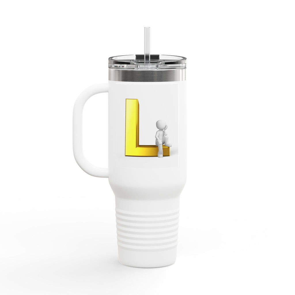 Gold Letter L Monogram Travel Mug | 40oz Insulated Tumbler