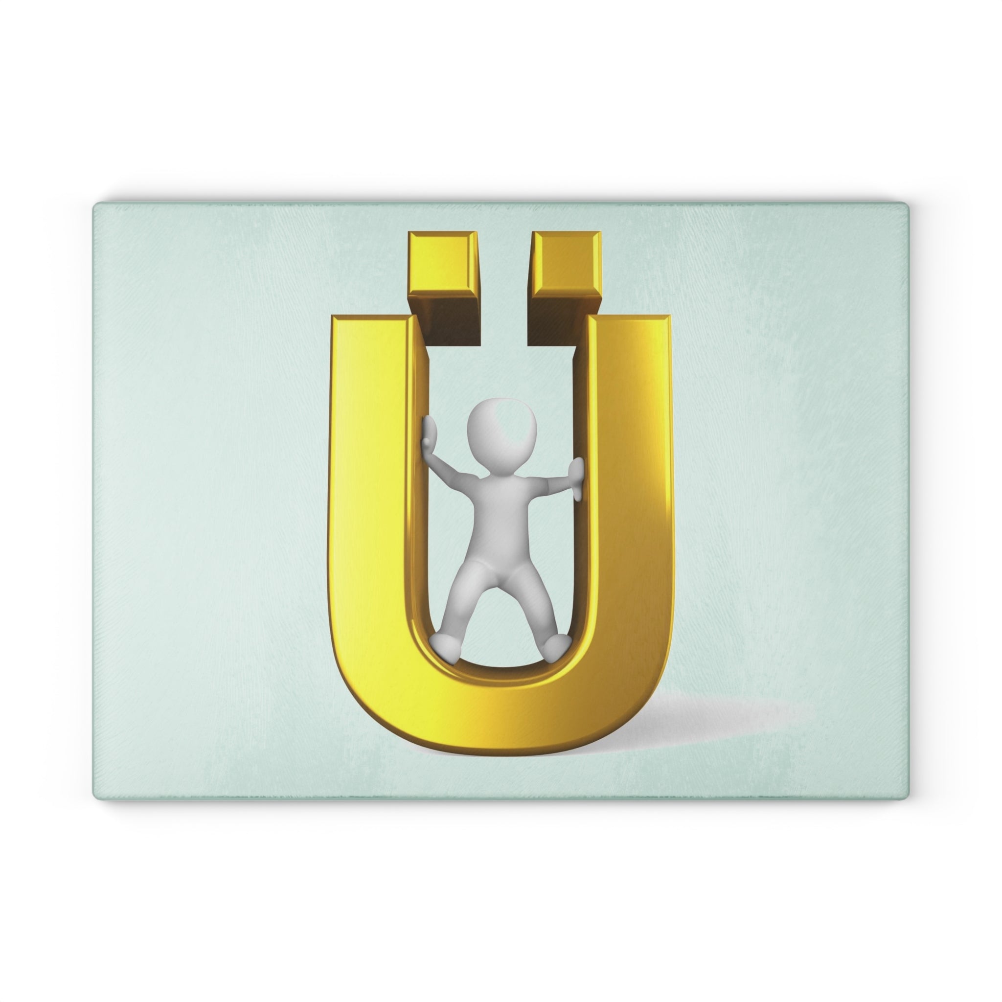 Gold Letter Ü Magnet Figure Glass Cutting Board | Lucky Magnet Design