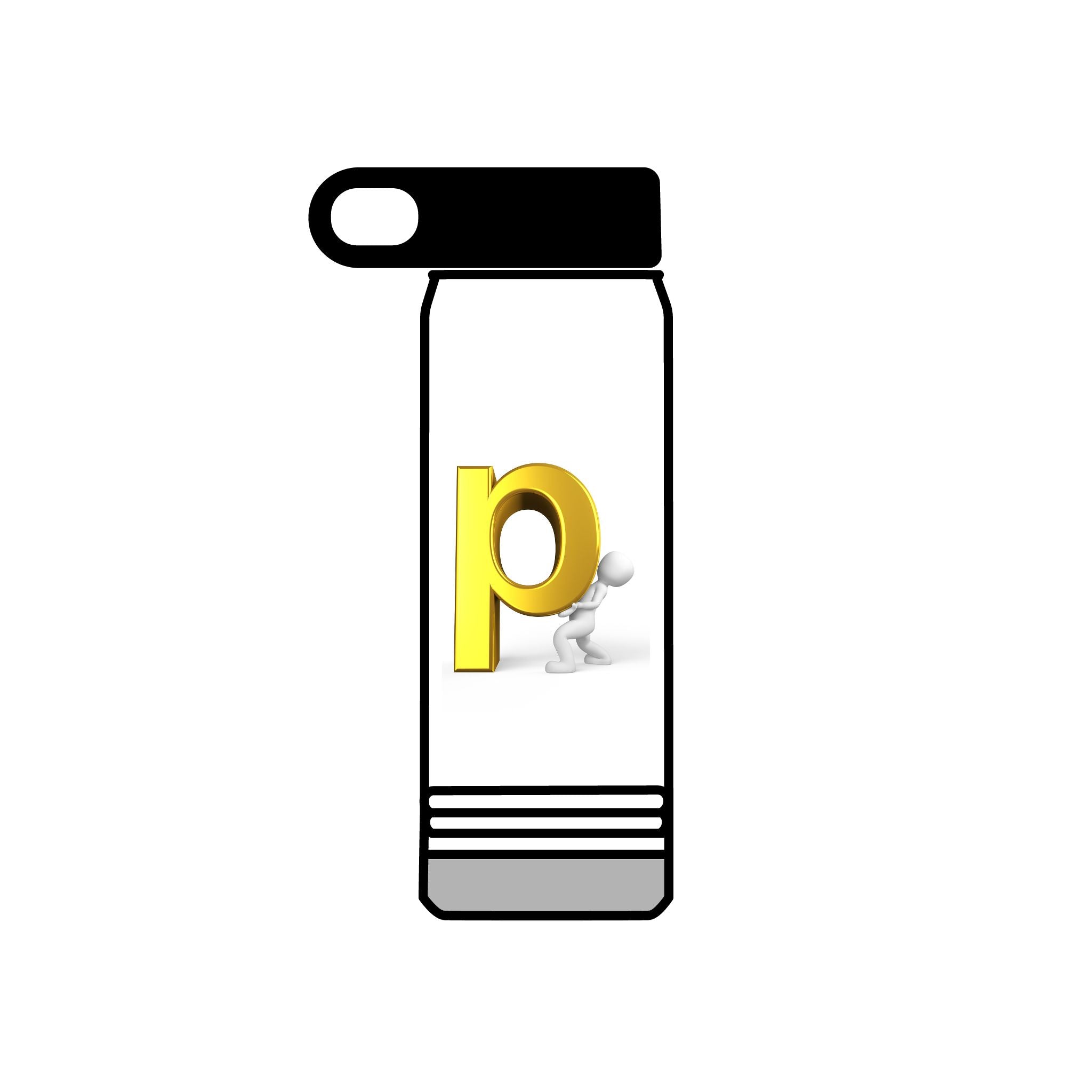 Bouteille d'eau Monogramme Lettre P Or | Bouteille Personnalisée avec Initiale 590 ml