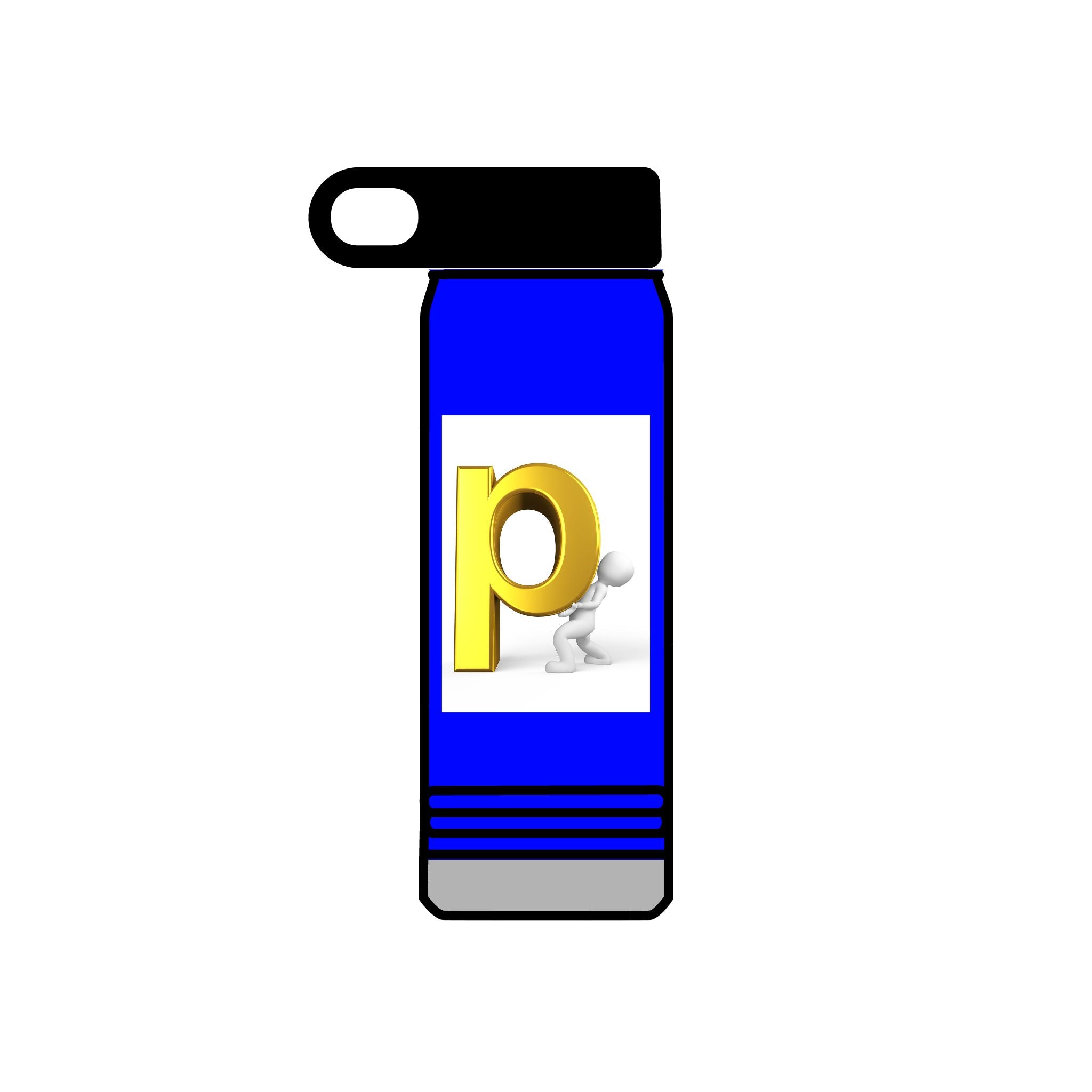 Bouteille d'eau Monogramme Lettre P Or | Bouteille Personnalisée avec Initiale 590 ml