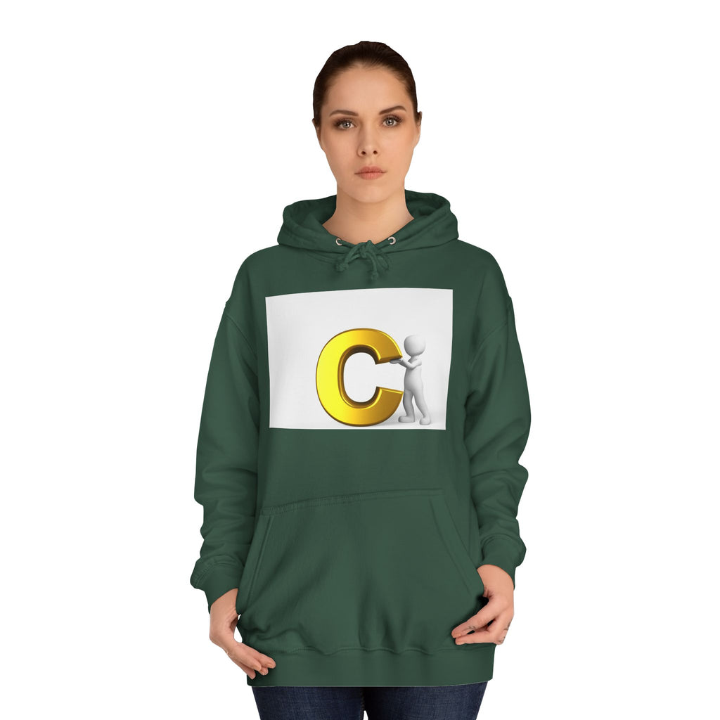 3D Yellow Letter C with Character Hoodie | Initial Monogram Sweatshirt
