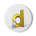 Gold Letter D with Mini Figure coaster | Ceramic Round Coaster