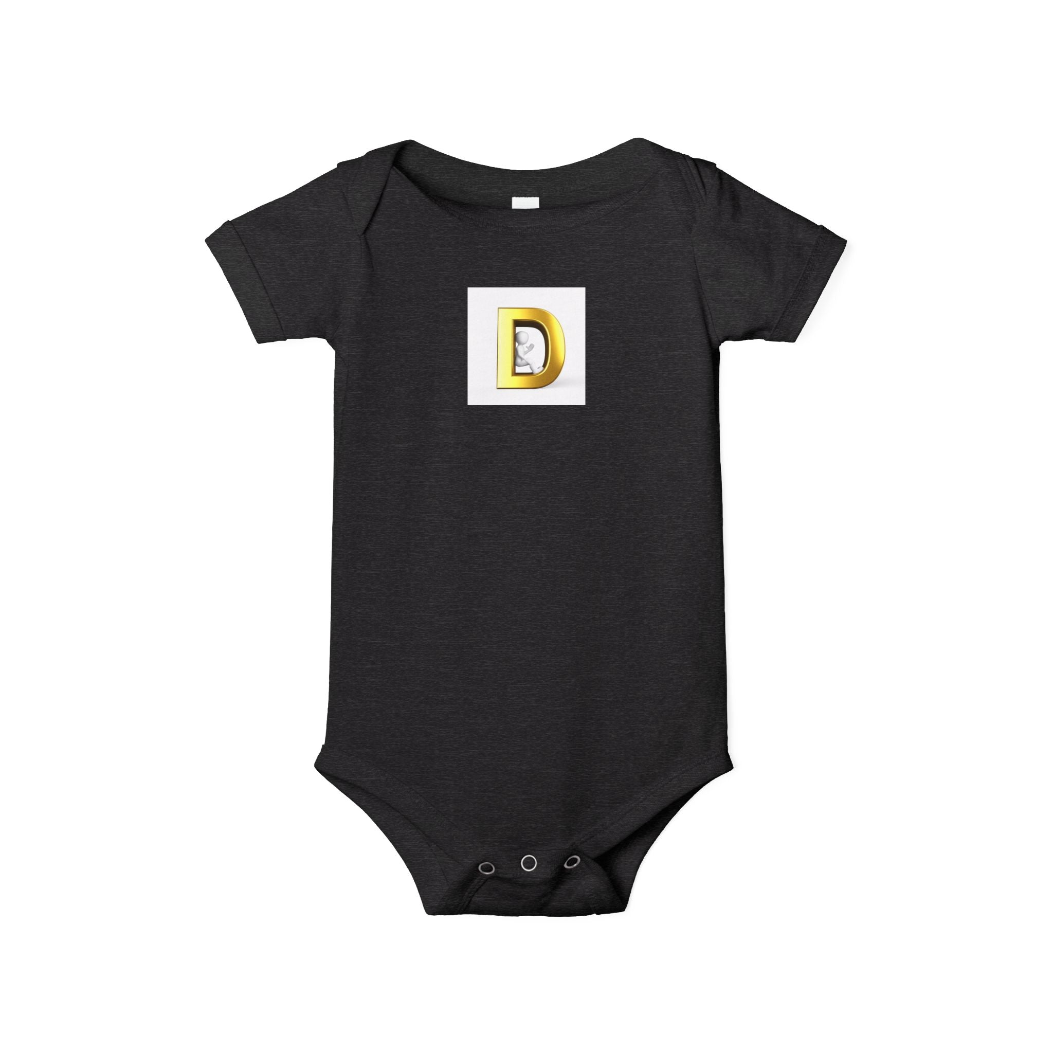 Body pour bébé avec lettre D dorée | Body personnalisé avec initiale